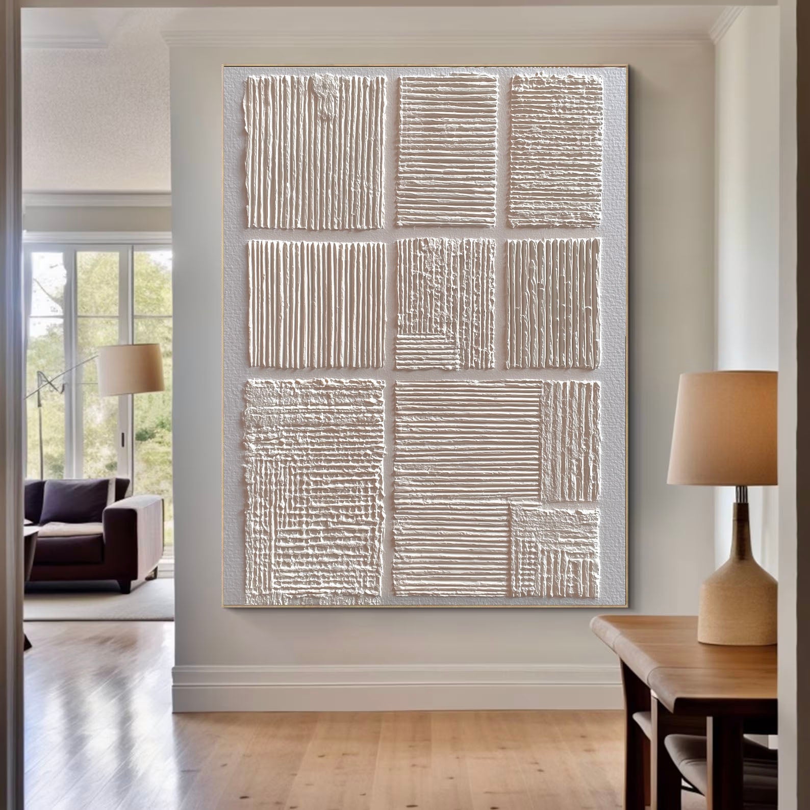 Textured Geometric Minimalism | White Grid