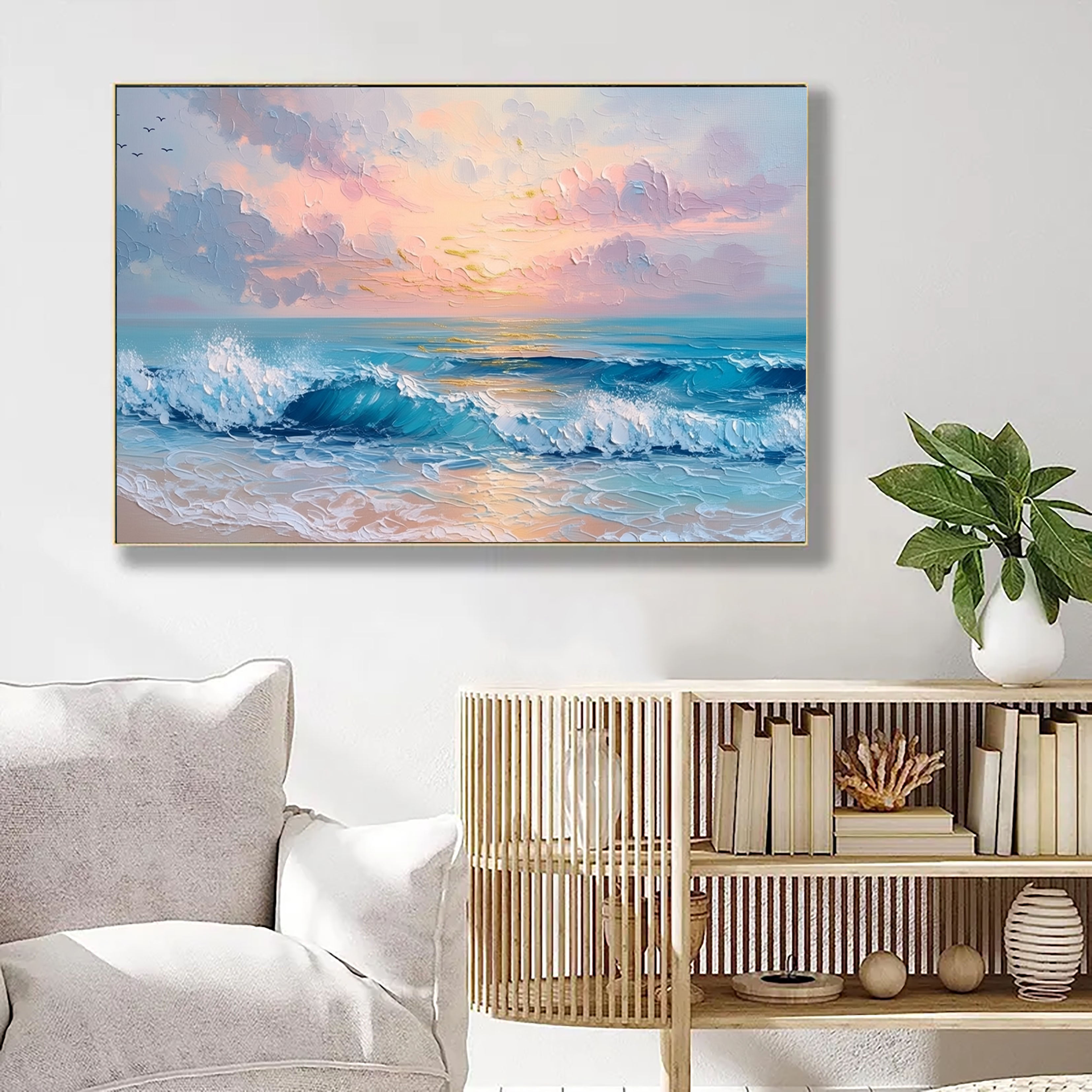Textured Coastal Sunrise | Blue Gold