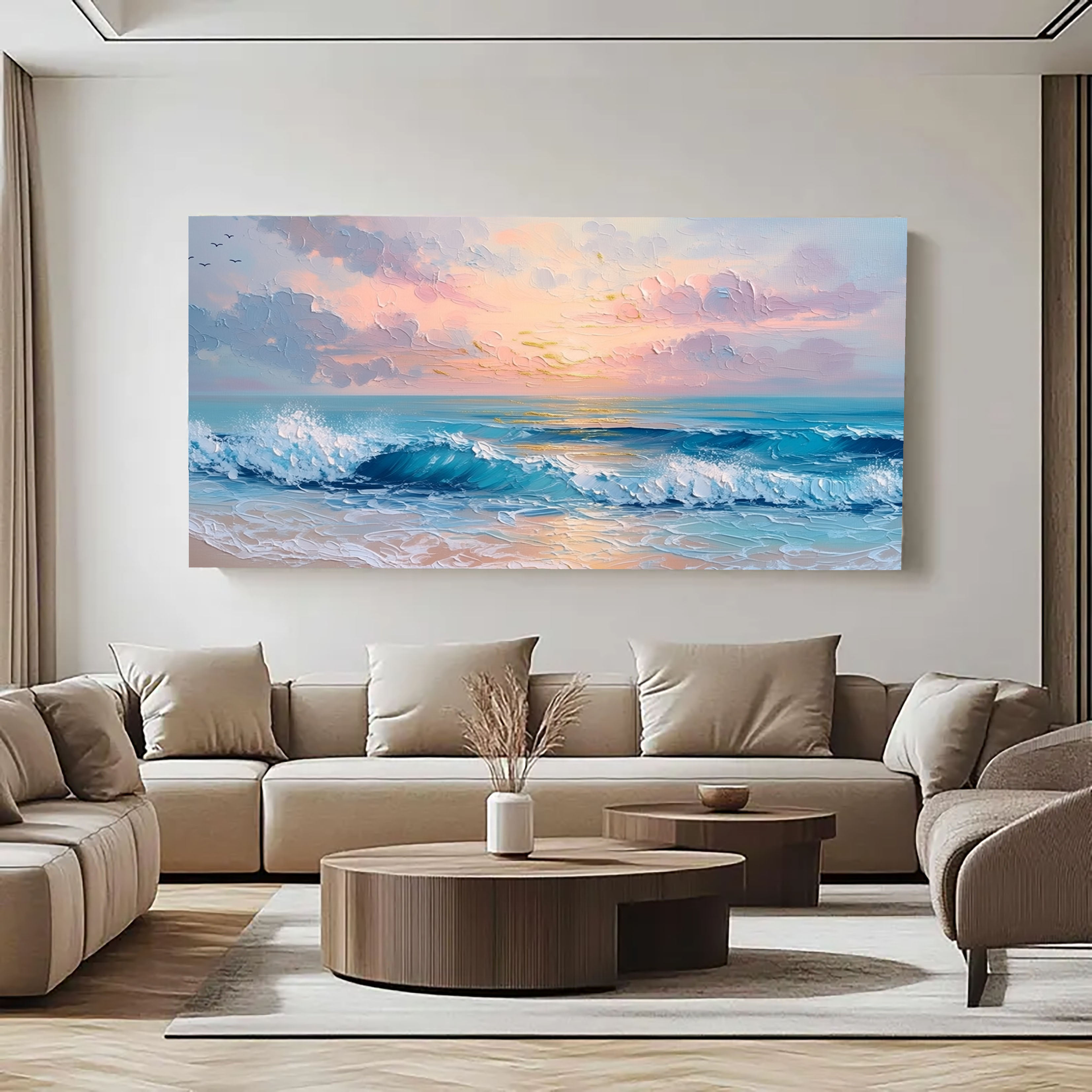 Textured Coastal Sunrise | Blue Gold