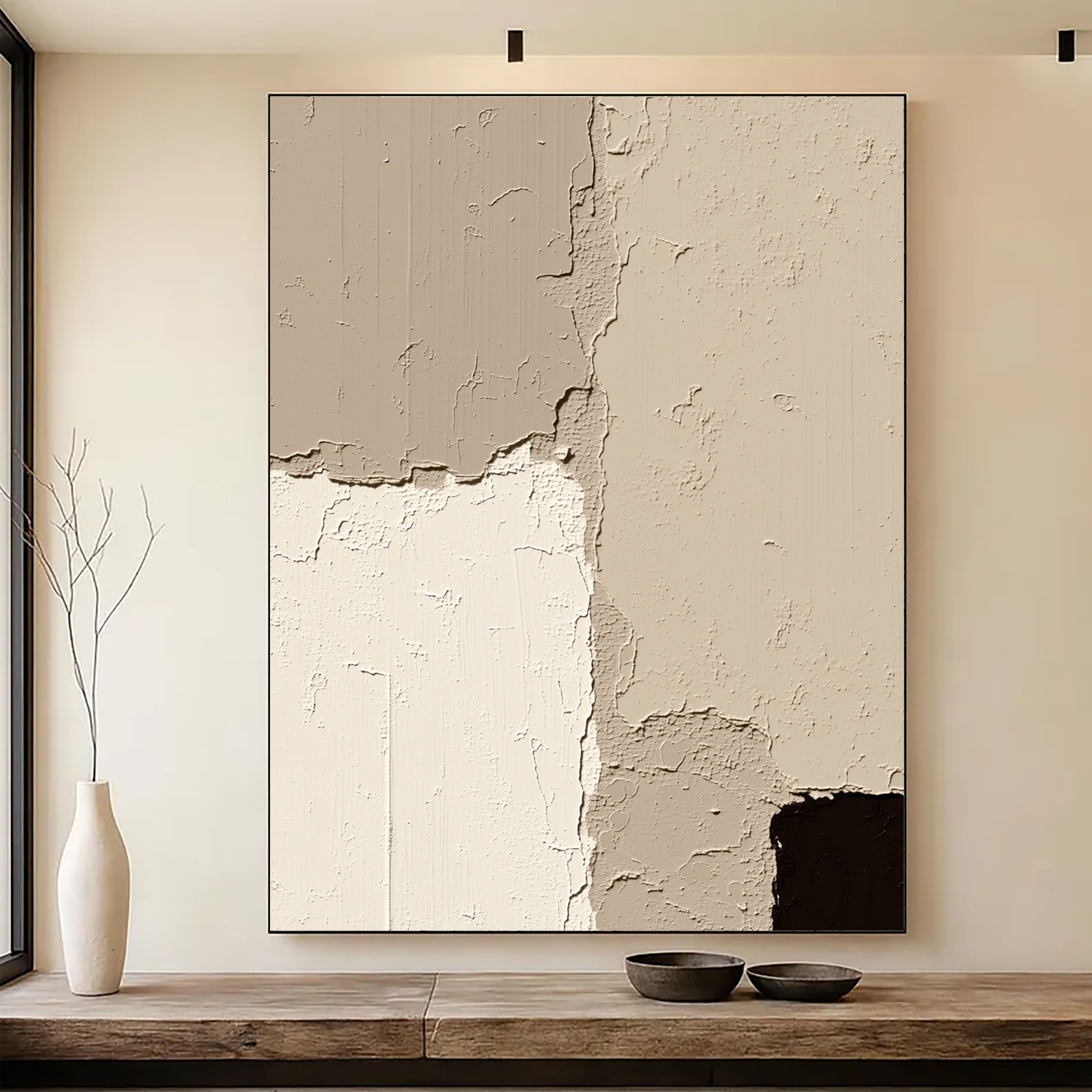 Strukturierte, rissige Schichten | Beige Schwarz