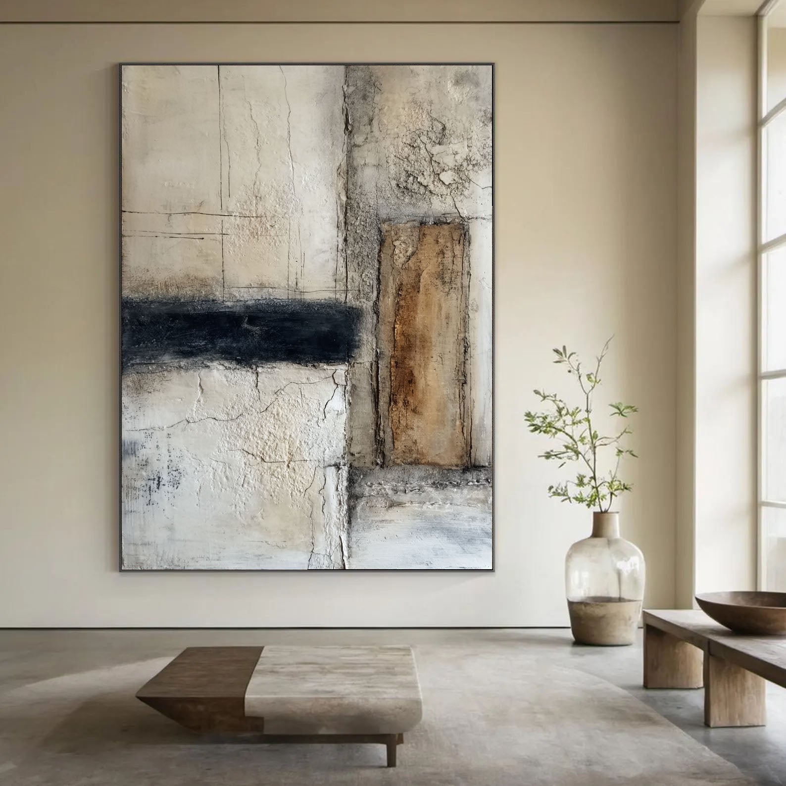 Textured Minimalist Grid | Ochre Panel