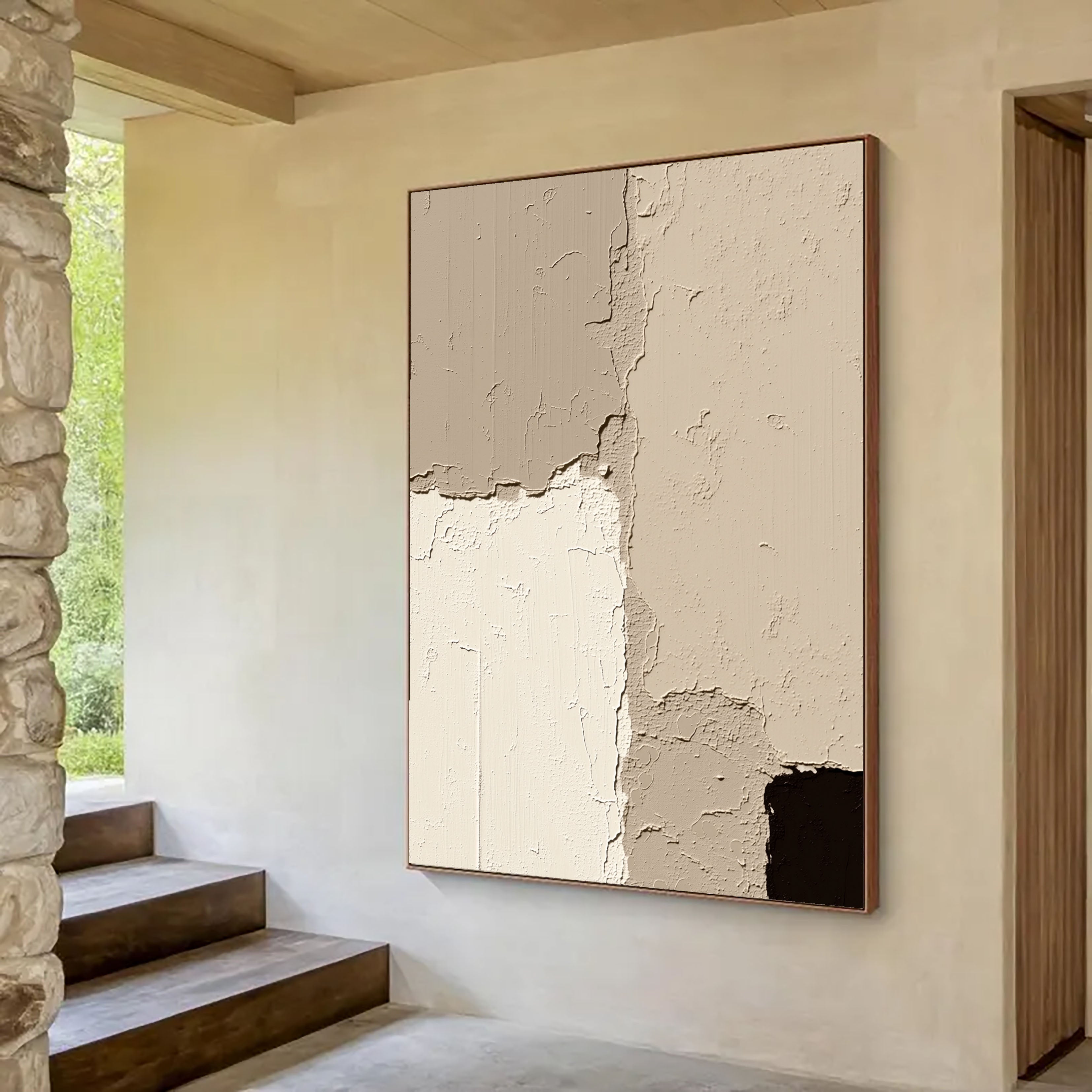 Textured Cracked Layers | Beige Black