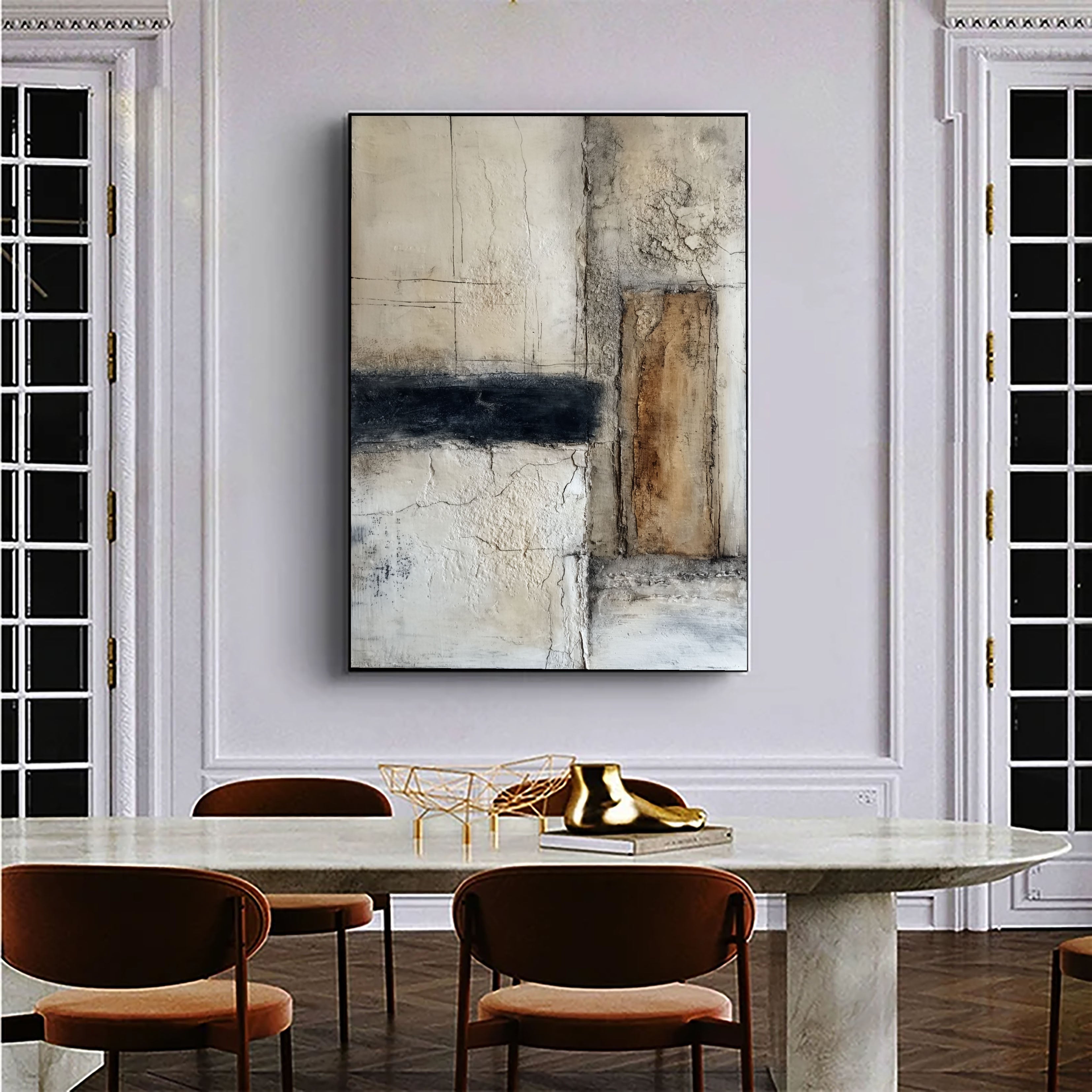 Textured Minimalist Grid | Ochre Panel
