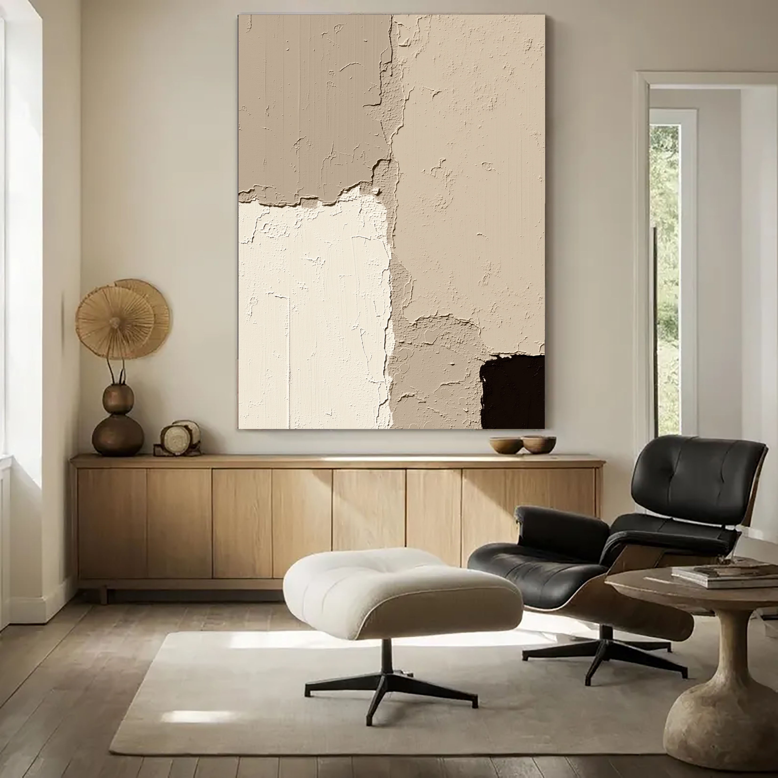 Textured Cracked Layers | Beige Black