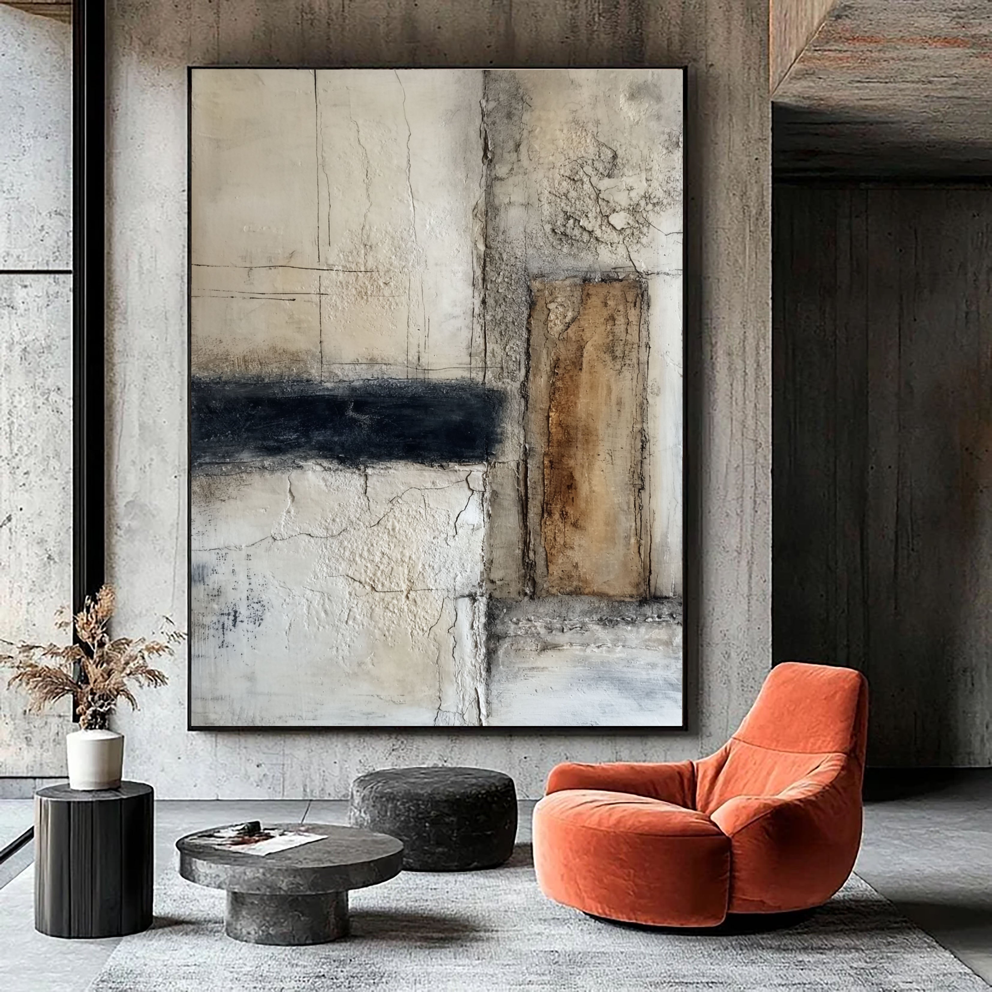 Textured Minimalist Grid | Ochre Panel