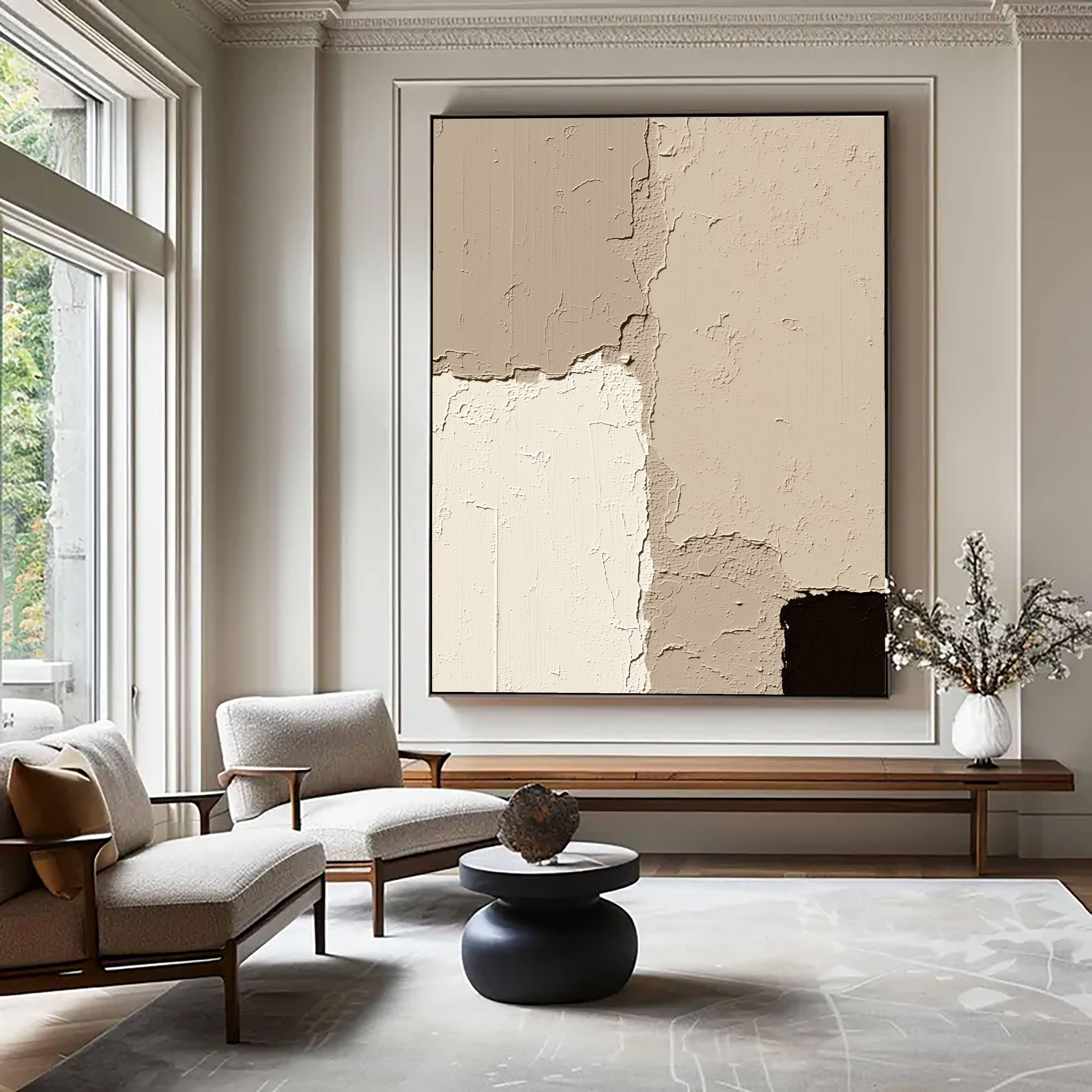 Textured Cracked Layers | Beige Black