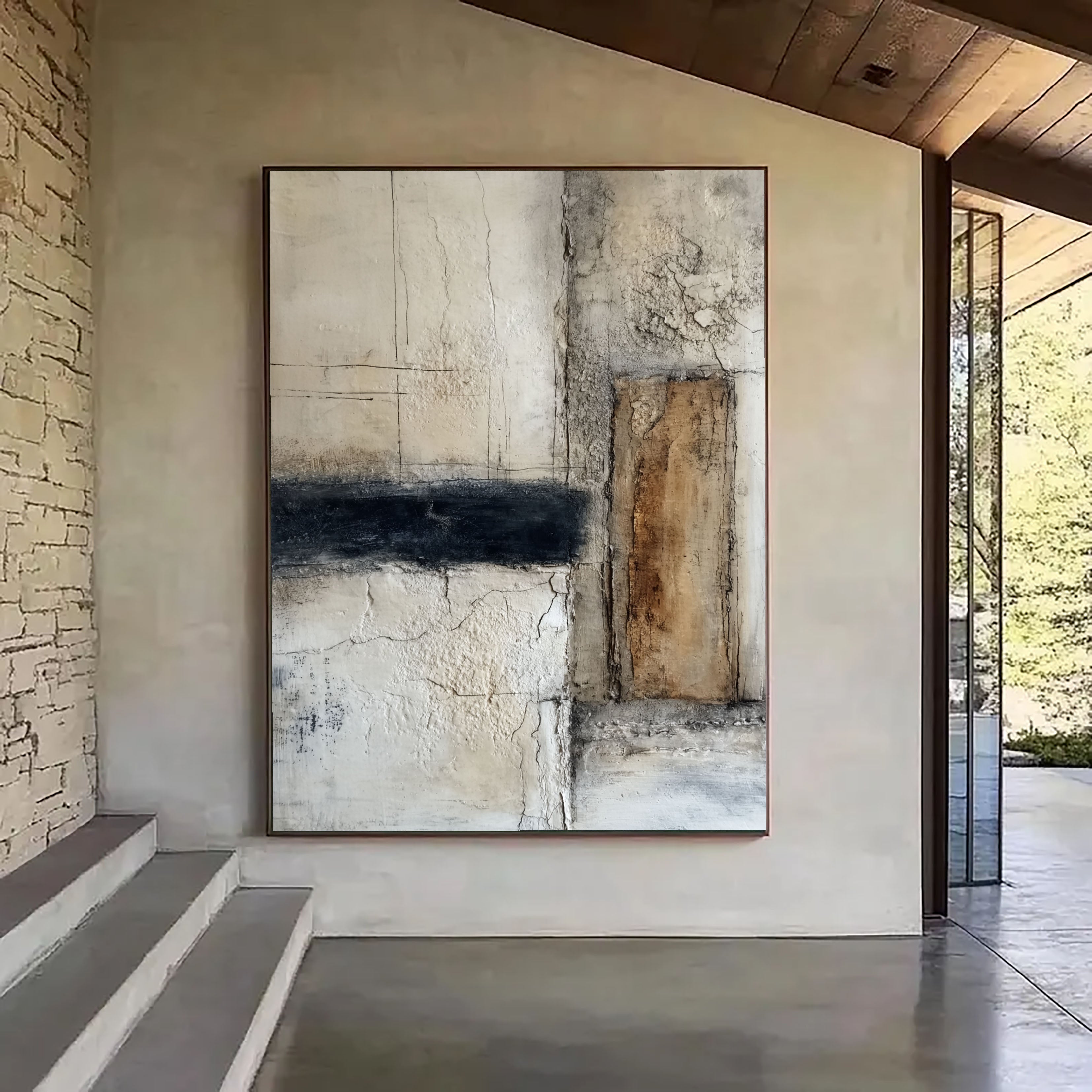 Textured Minimalist Grid | Ochre Panel