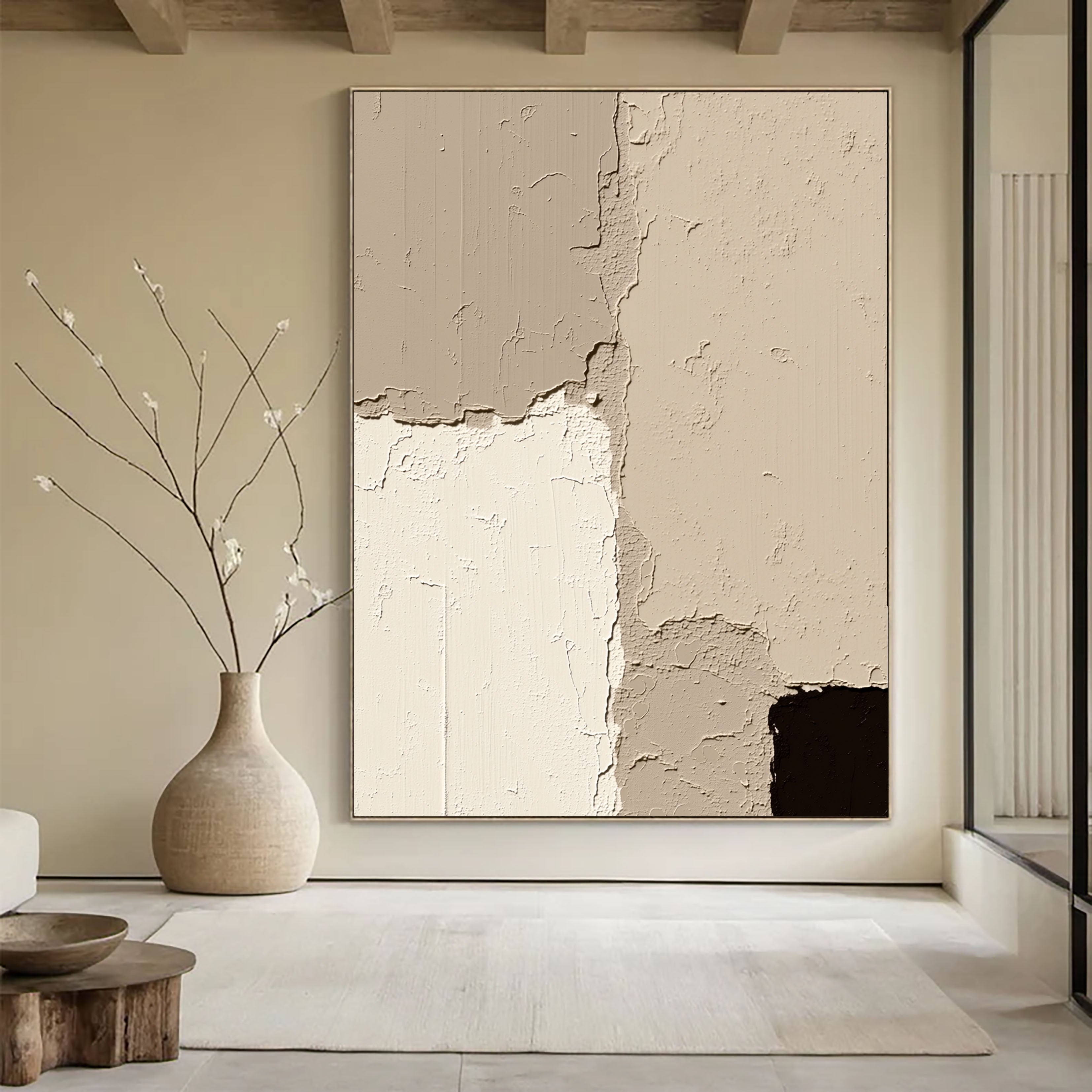 Strukturierte, rissige Schichten | Beige Schwarz