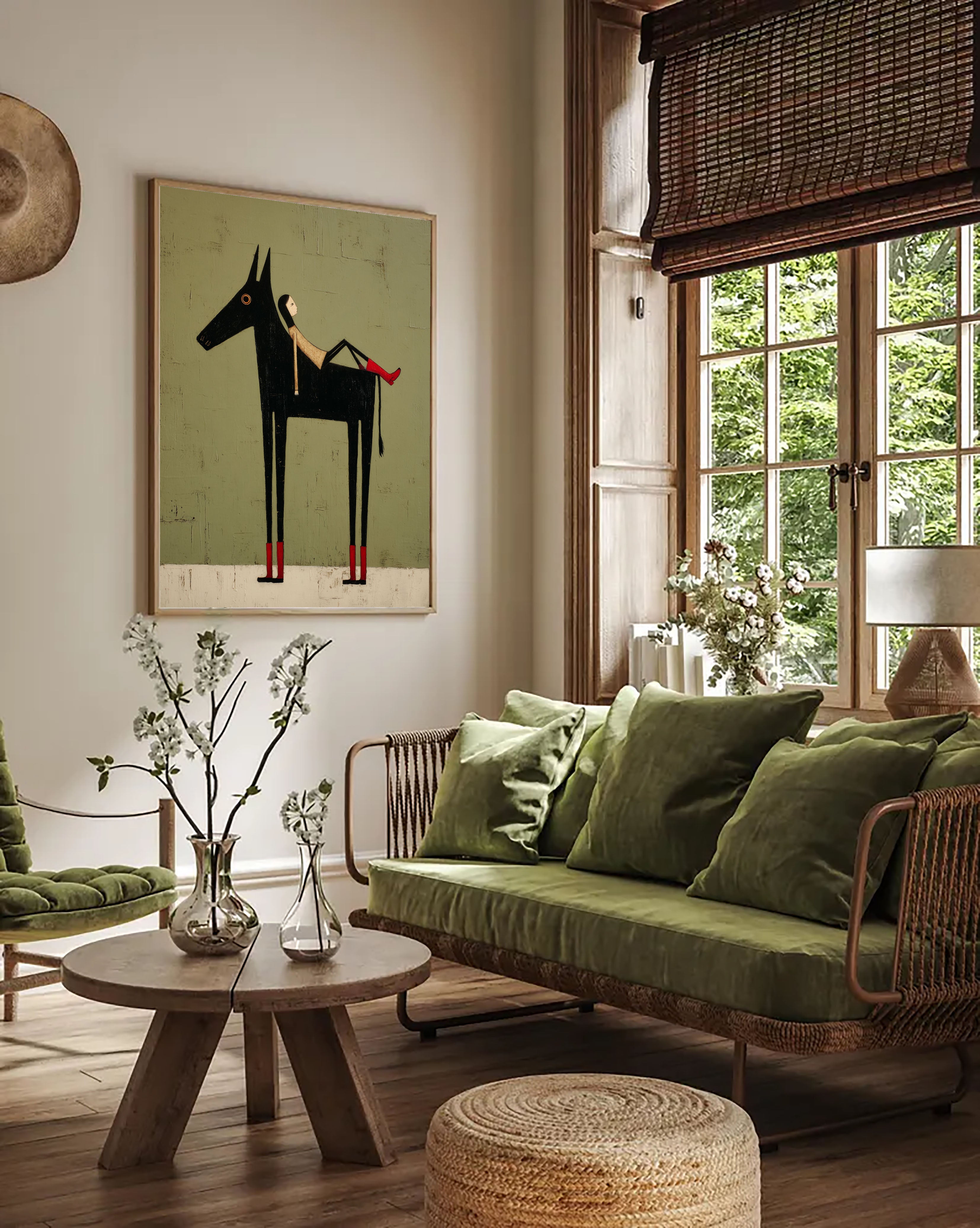 Textured Whimsical Equine | Reclining Rider