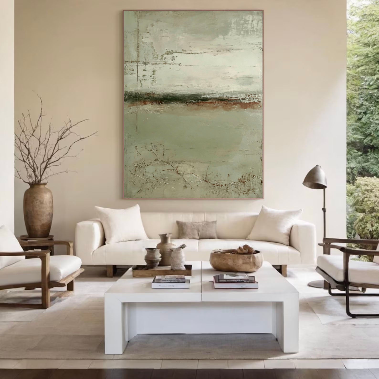 Textured Earthy Horizon | Muted Green