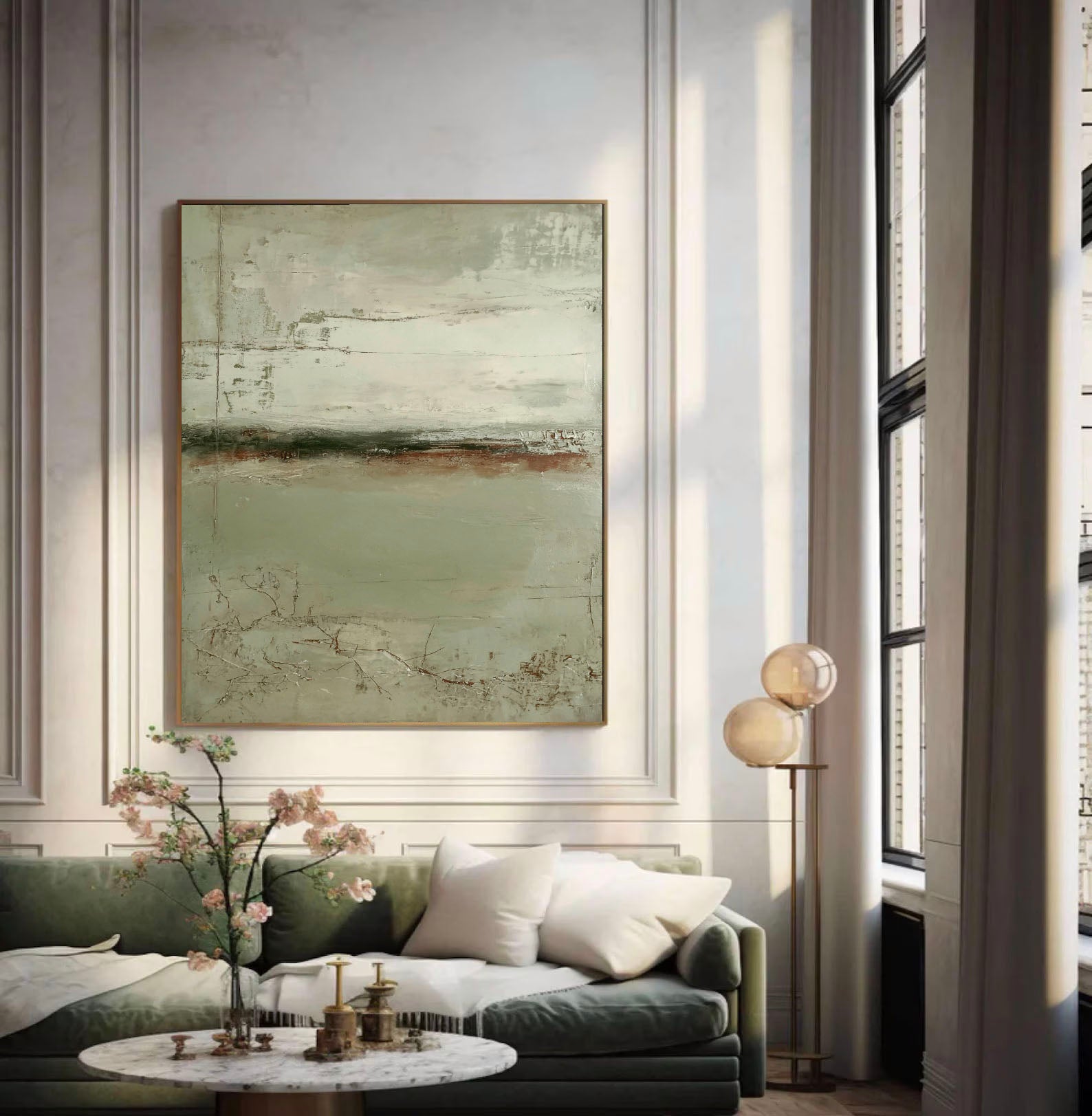 Textured Earthy Horizon | Muted Green