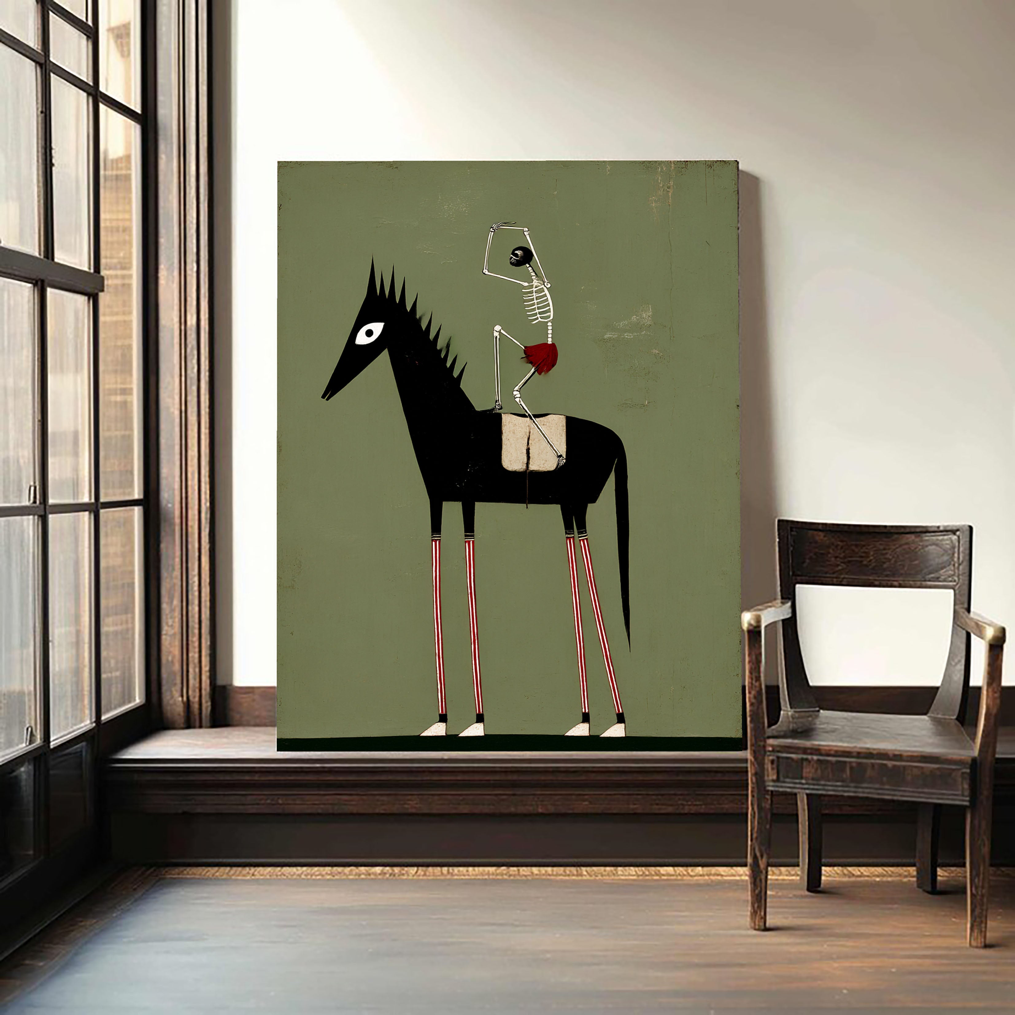 Textured Macabre Equine | Skeletal Rider