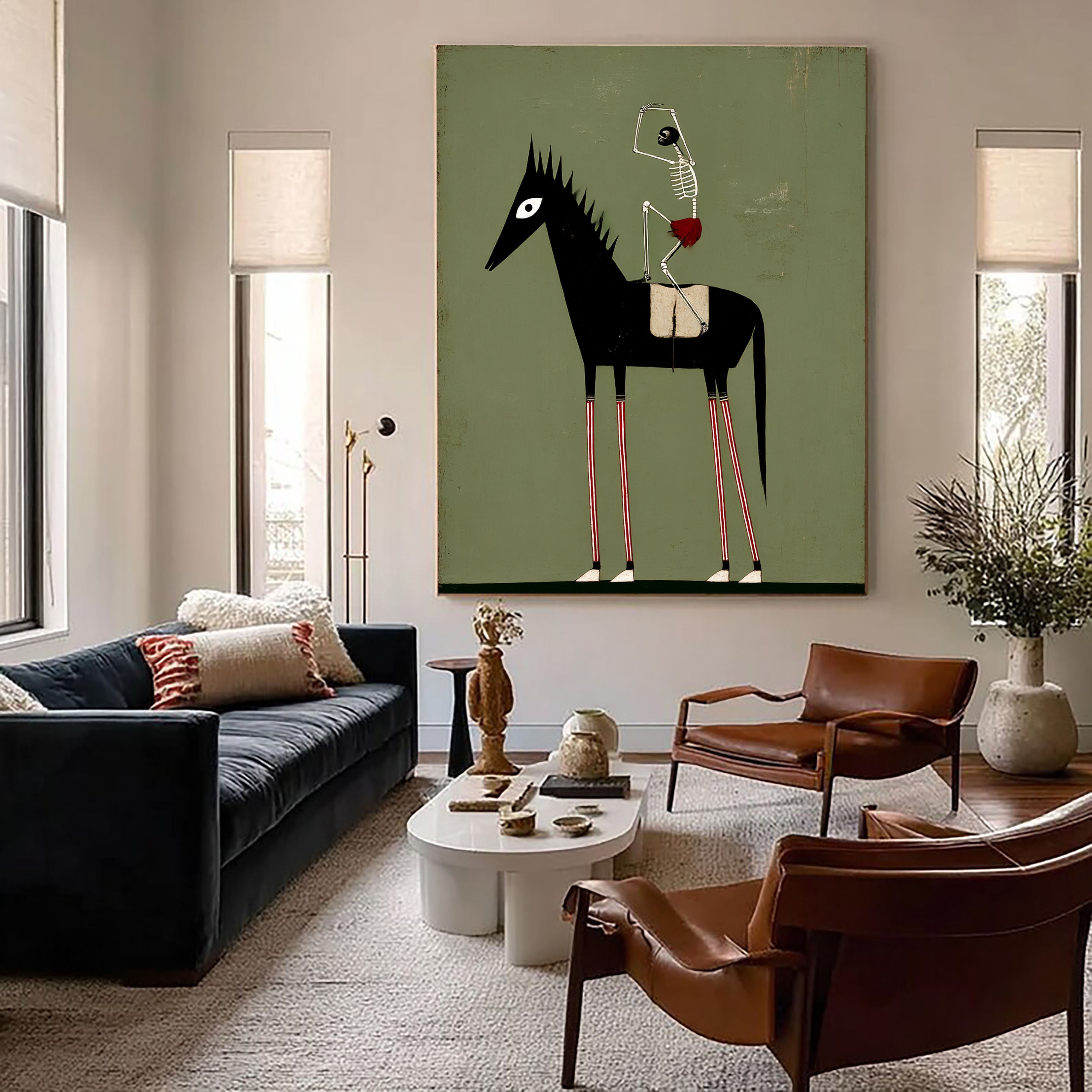 Textured Macabre Equine | Skeletal Rider