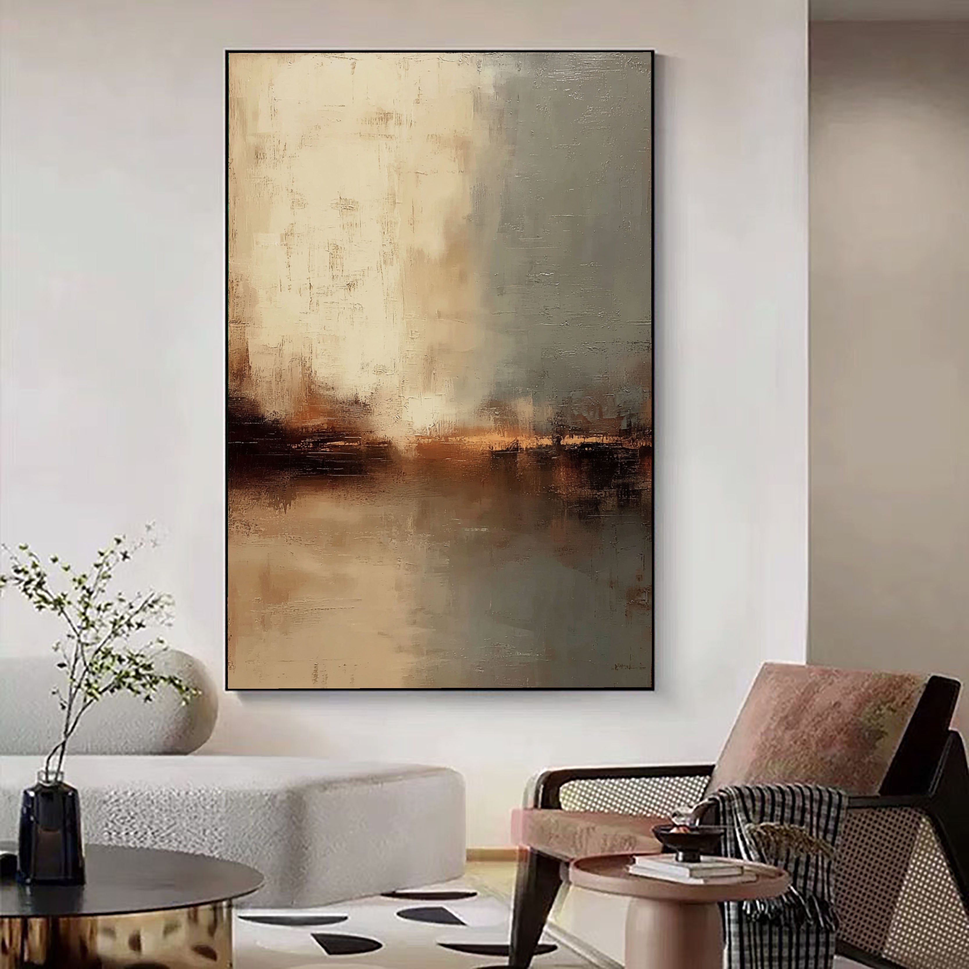 Textured Golden Horizon | Misty Reflections