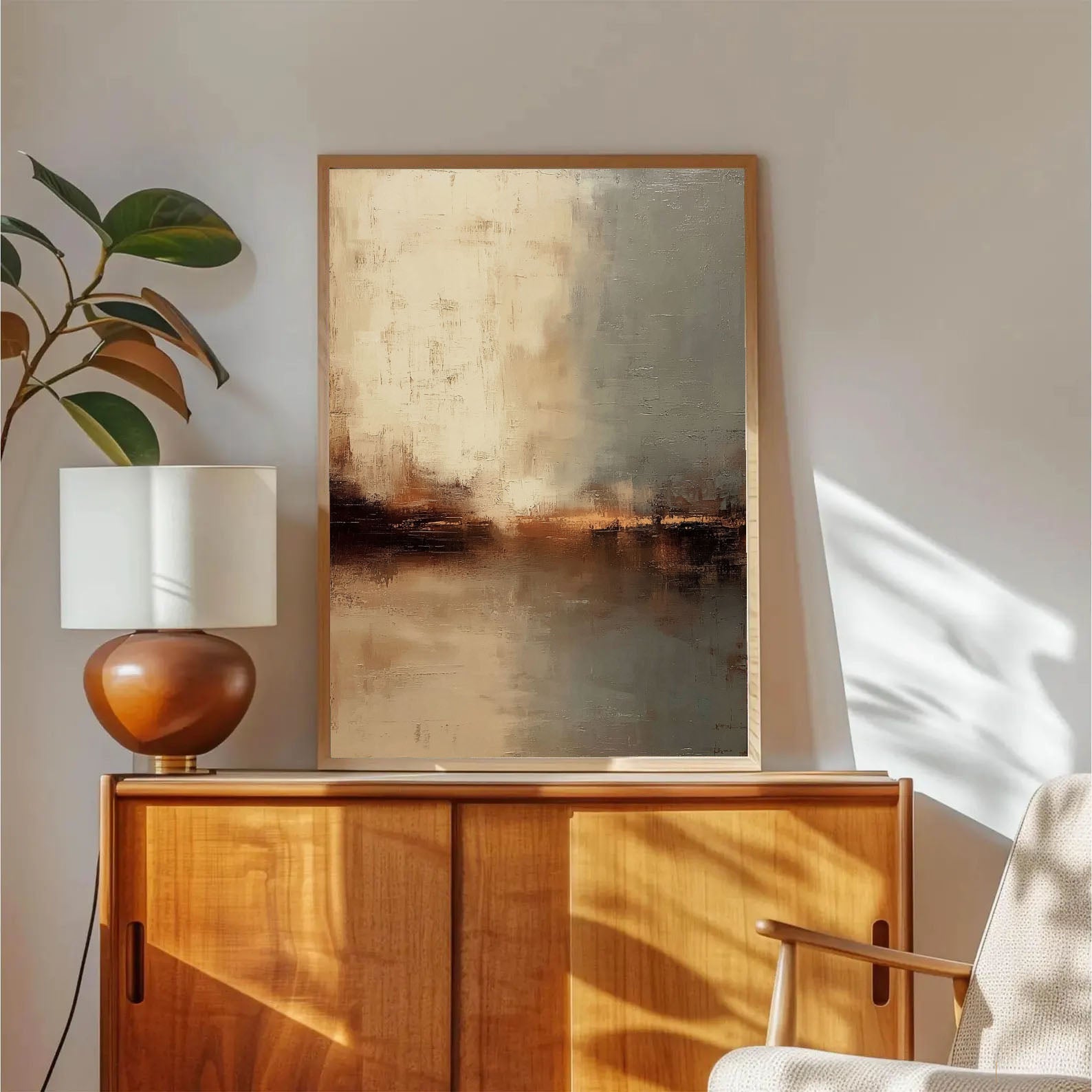 Textured Golden Horizon | Misty Reflections