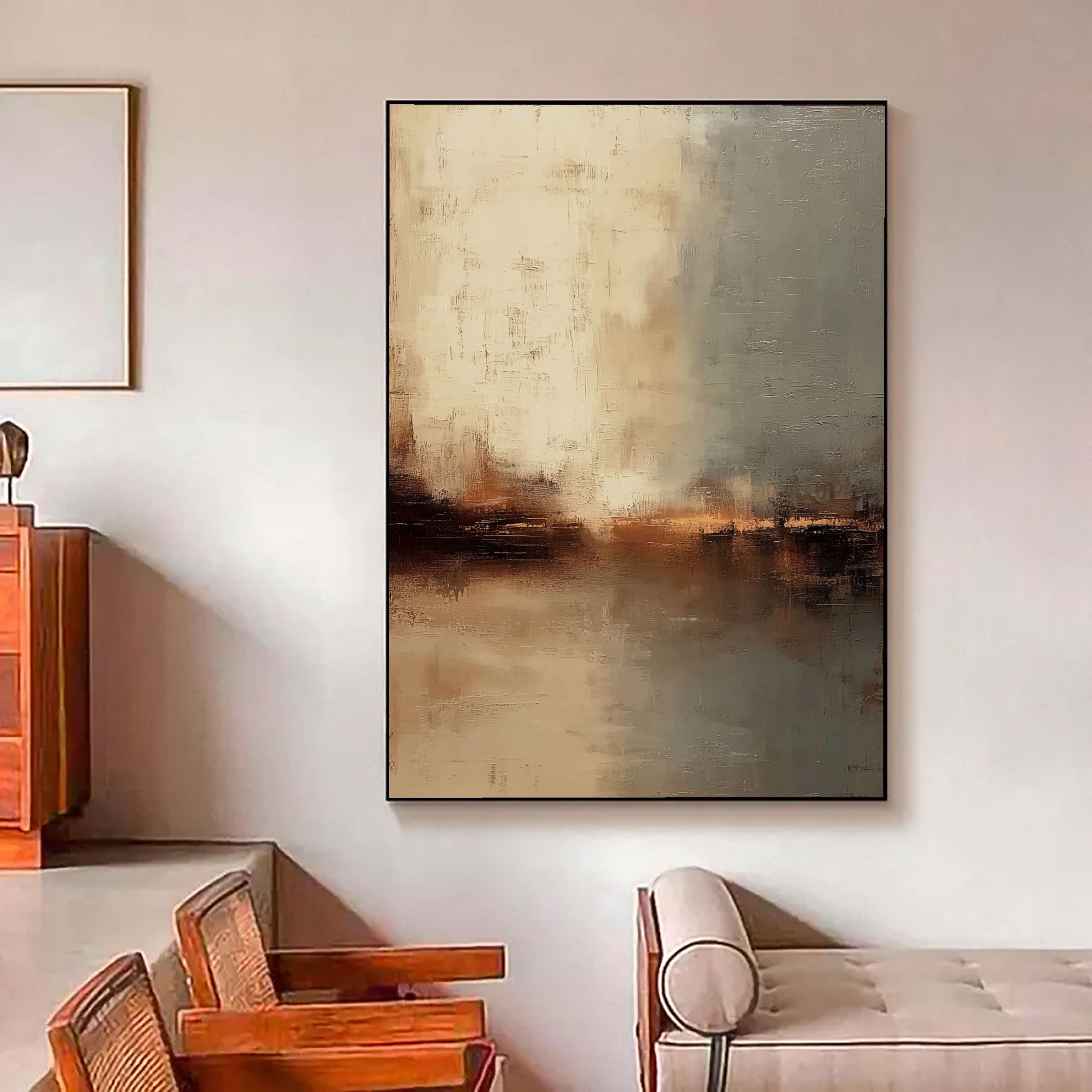 Textured Golden Horizon | Misty Reflections