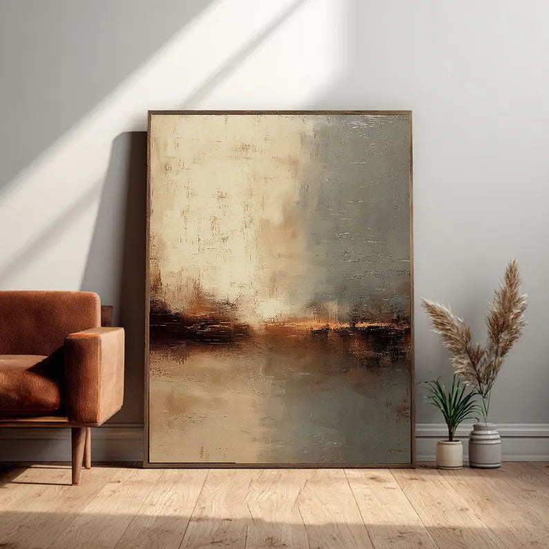 Textured Golden Horizon | Misty Reflections