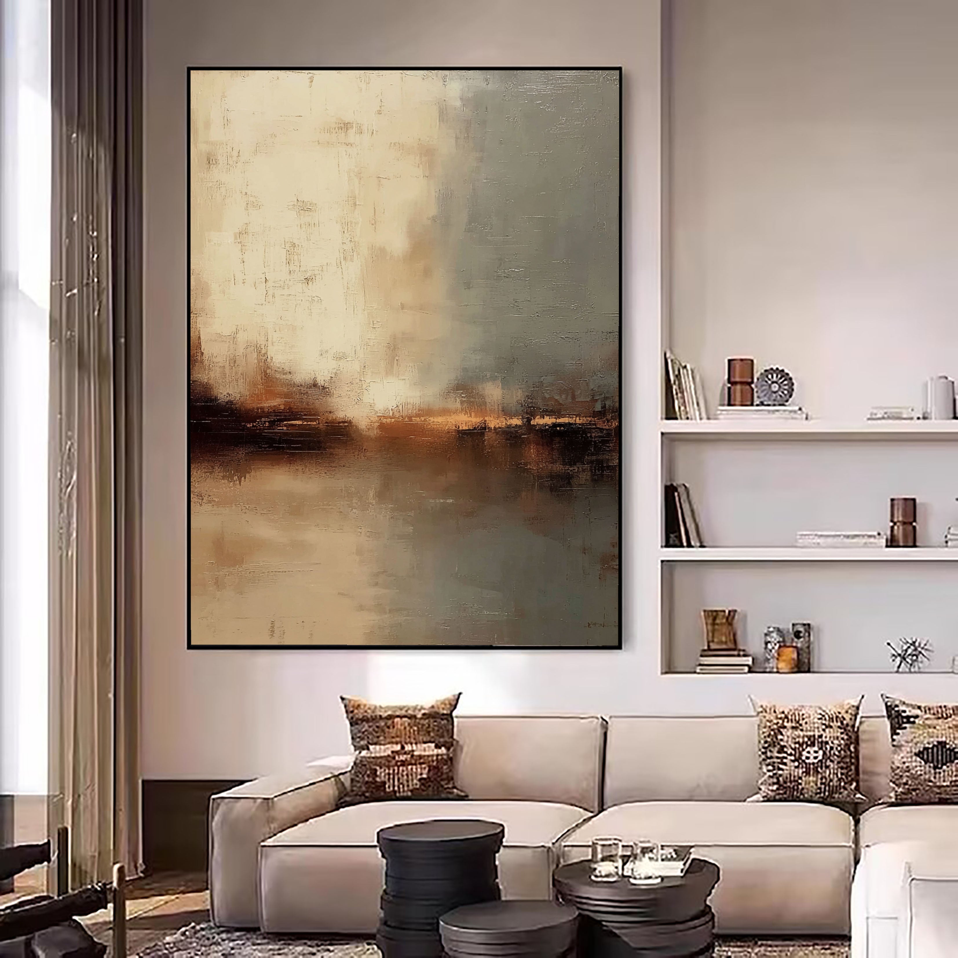 Textured Golden Horizon | Misty Reflections