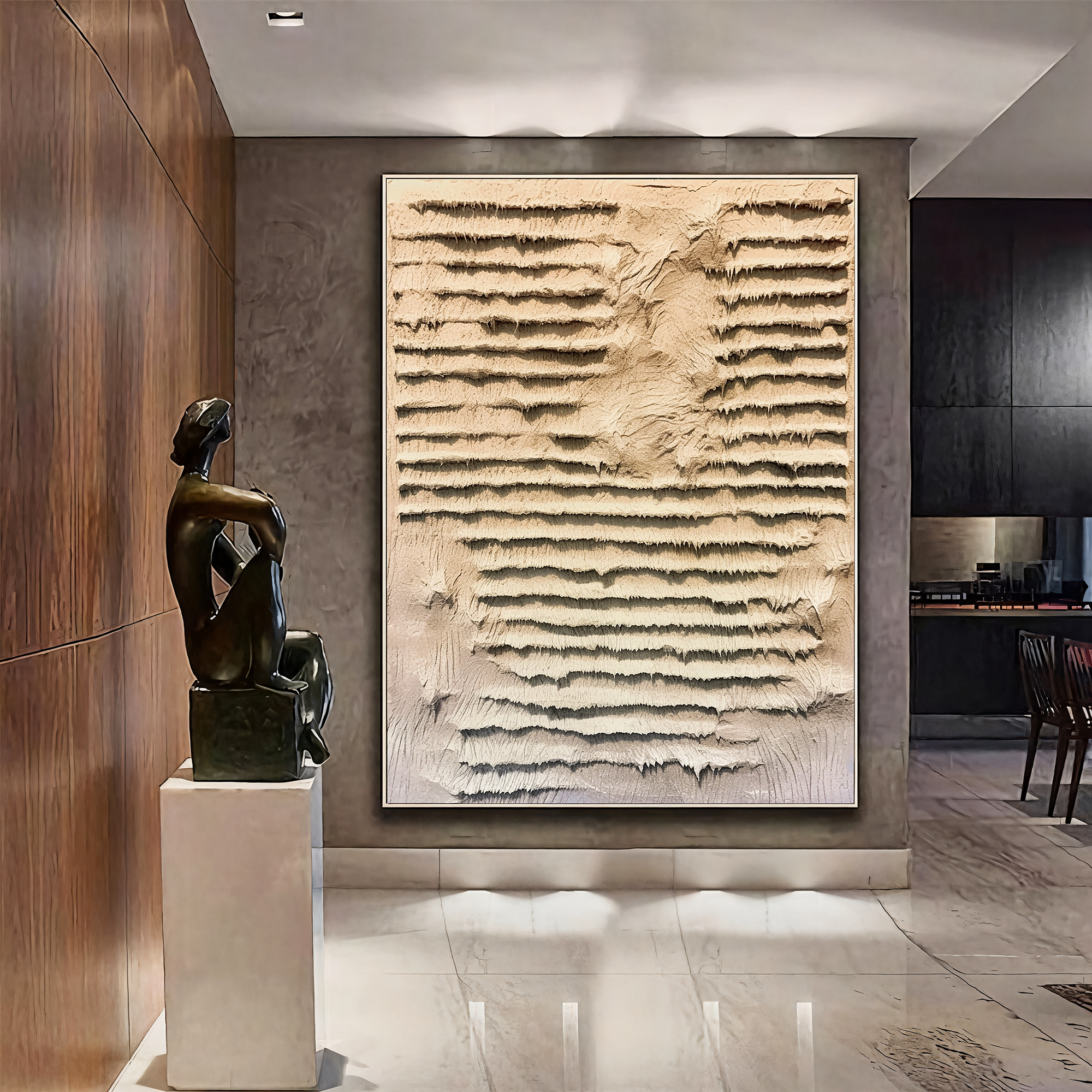 Textured Layered Depth | Beige Grey