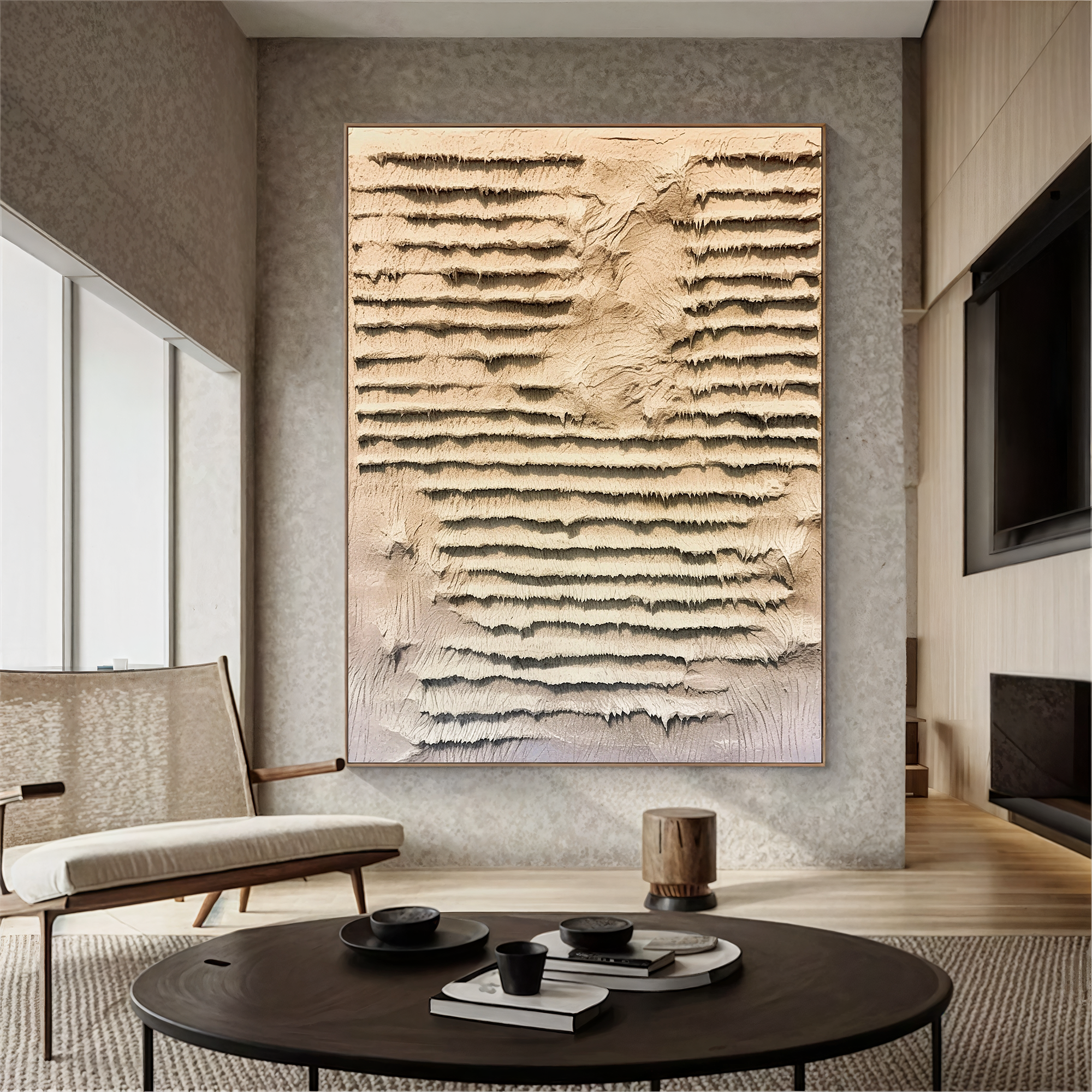 Textured Layered Depth | Beige Grey