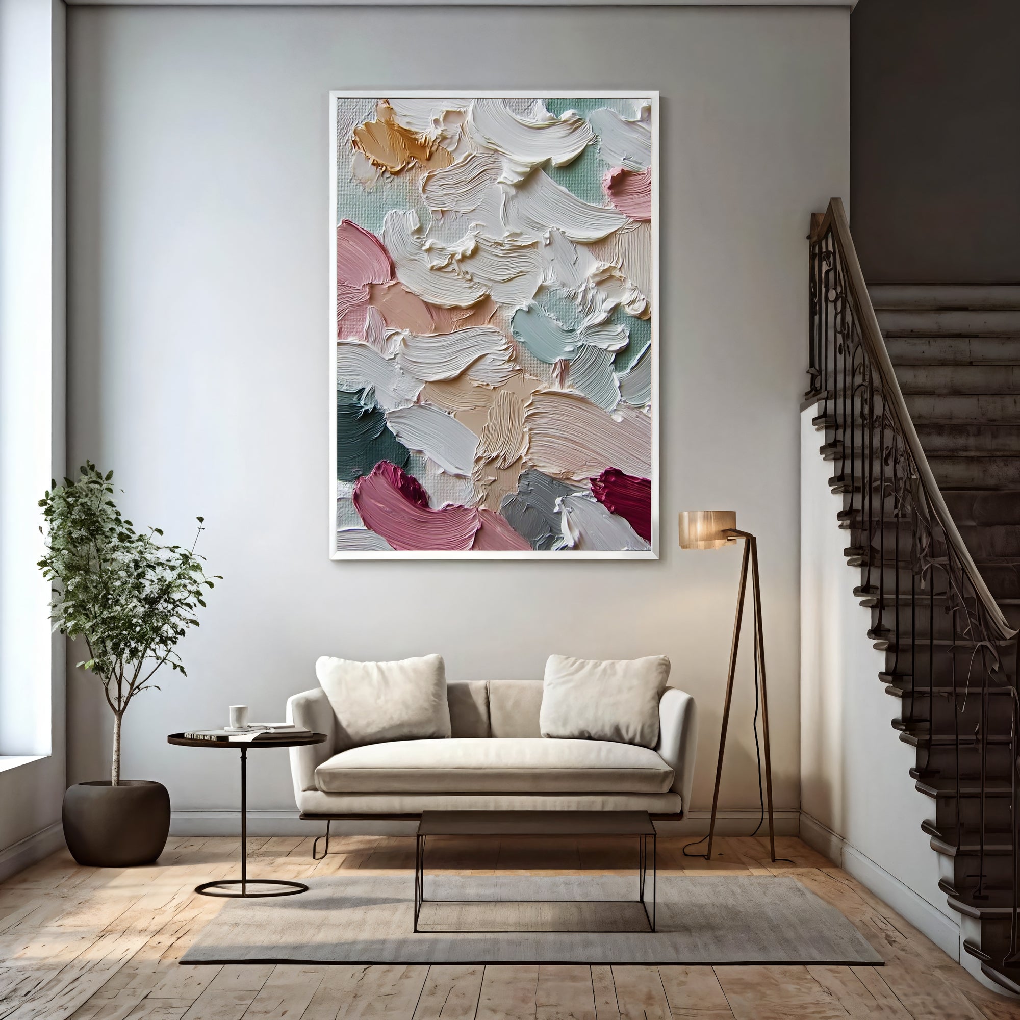 Textured Pastel Undulations | Rouge Accents