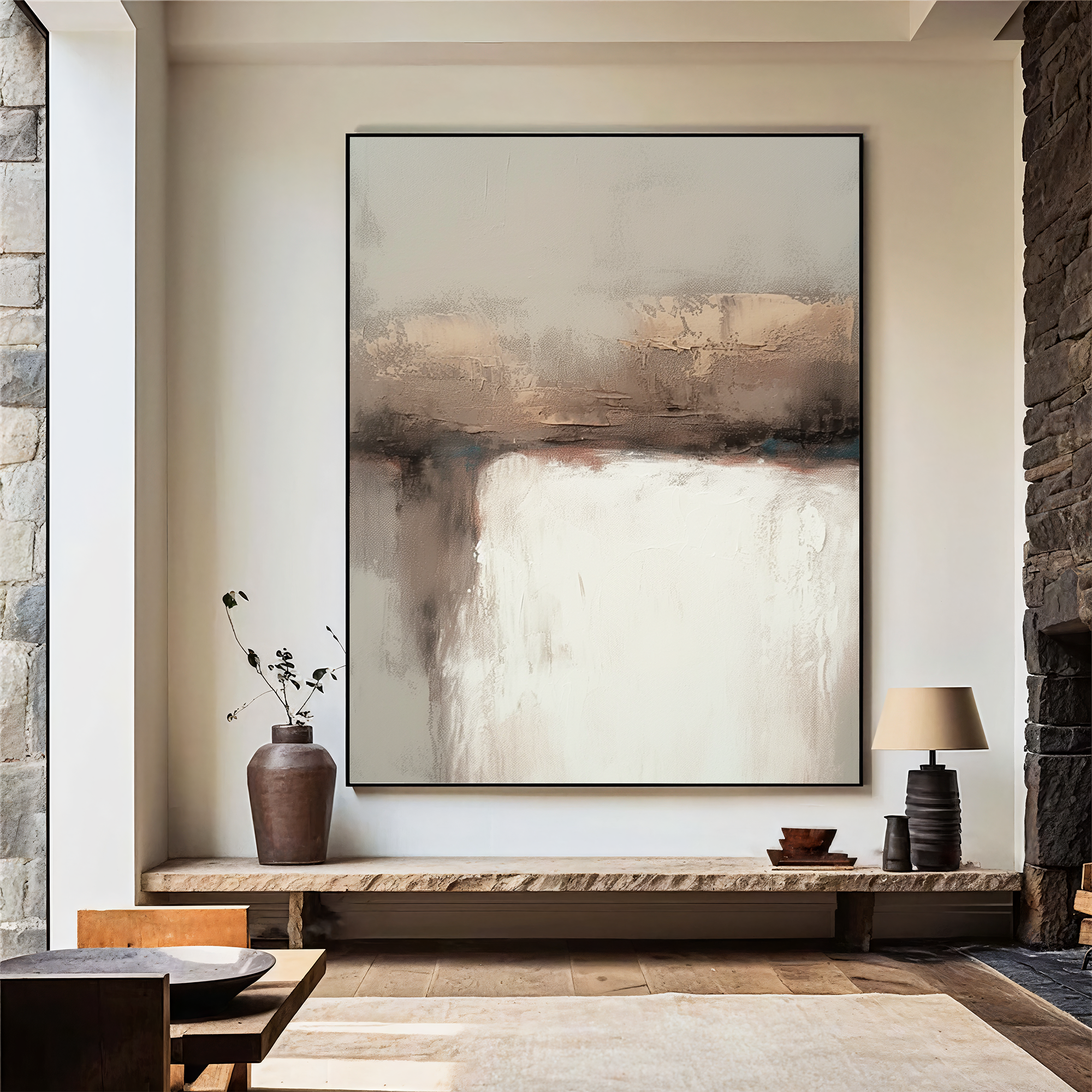 Textured Abstract Serenity | Beige White