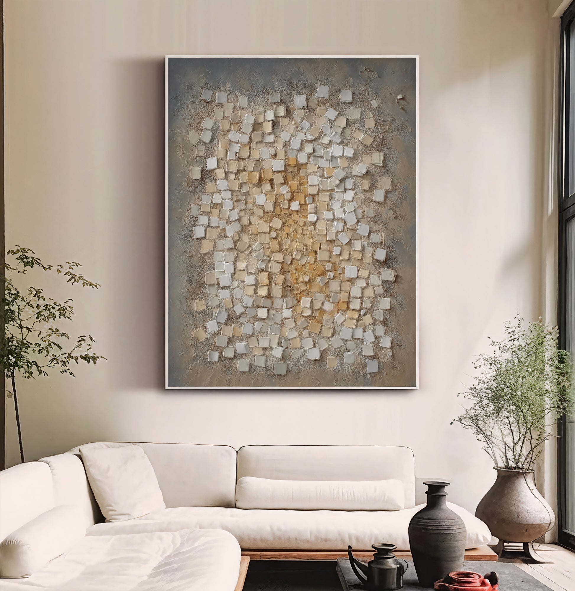 Textured Cubic Elegance | Grey Gold