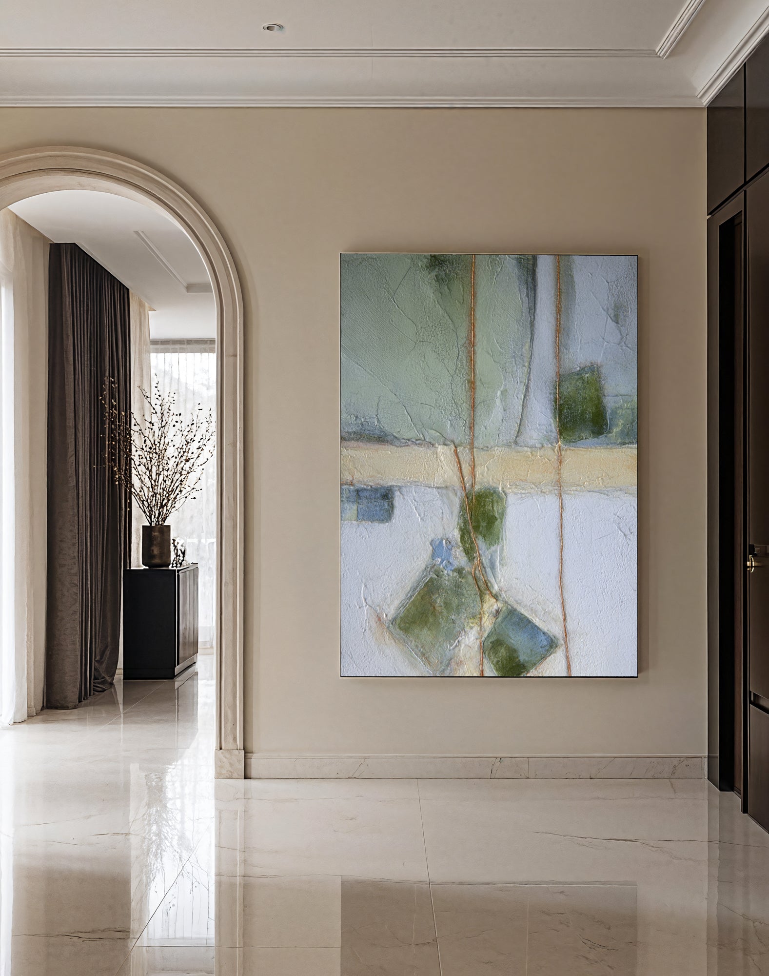 Textured Abstract Opulence | Sage Gold