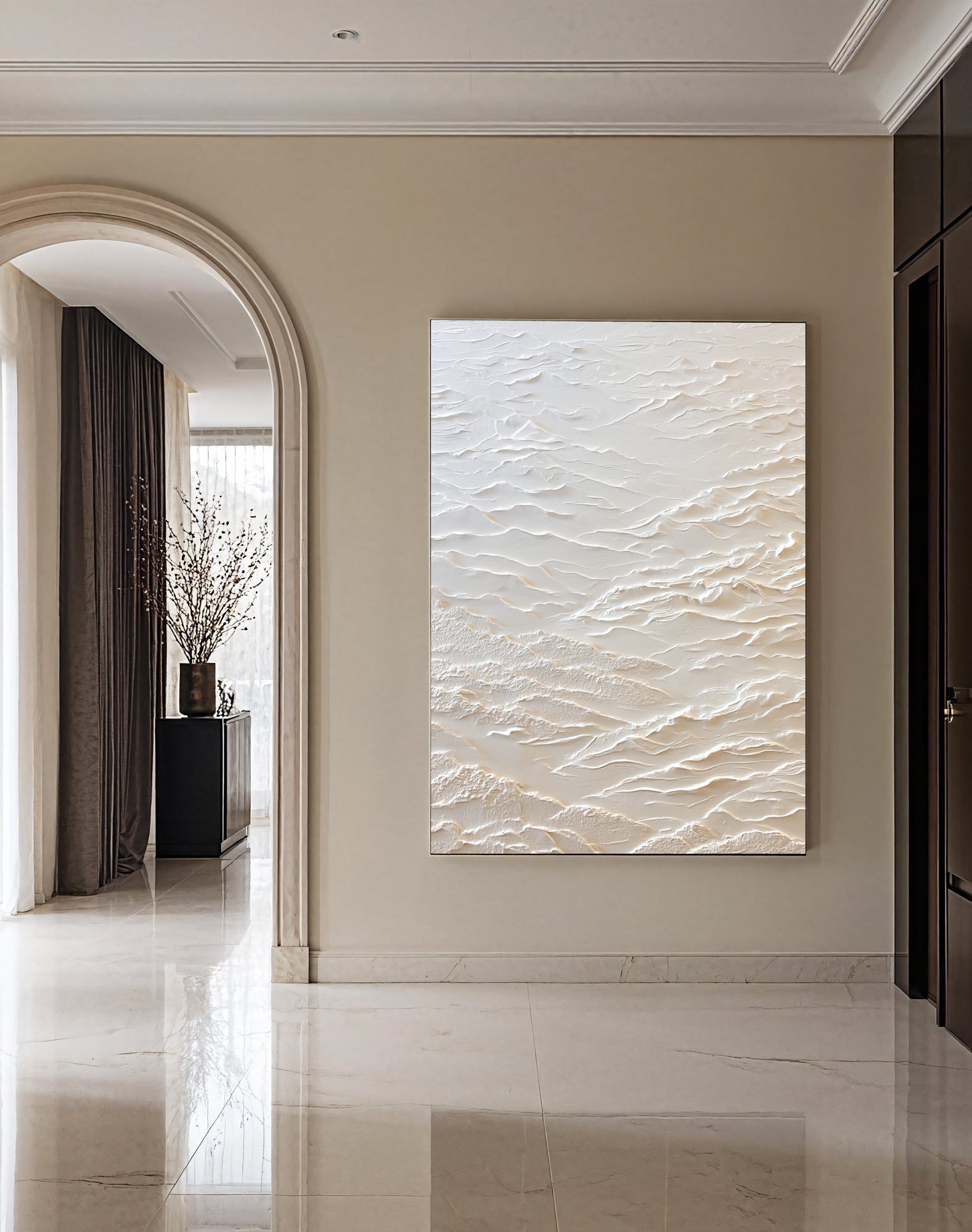 Textured Ivory Undulations | White Ridges