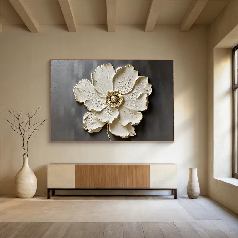 Relief Blumenpracht | Vergoldete Blüte