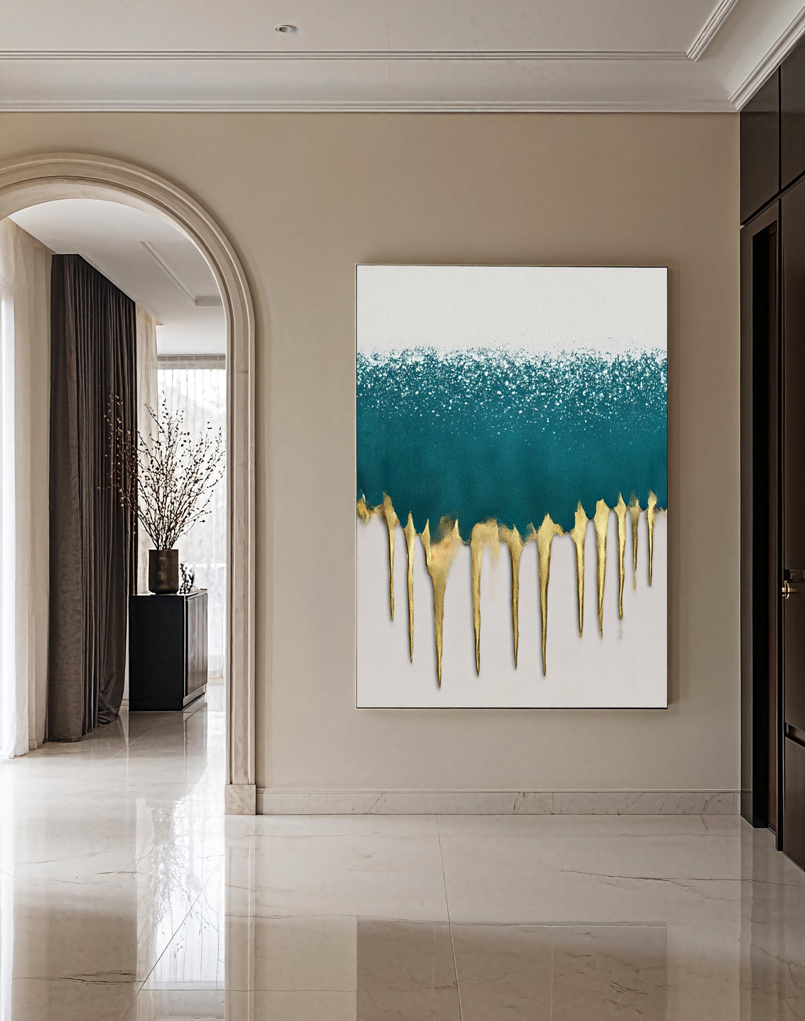 Textured Turquoise Glow | Gilded Drips