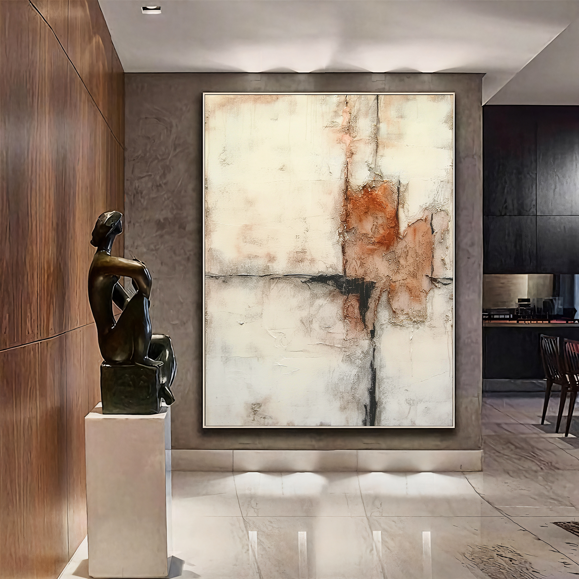 Textured Abstract Warmth | Beige Rust