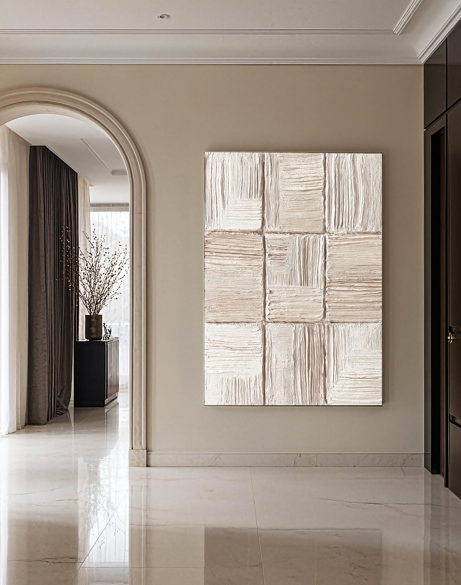 Textured Neutral Opulence | Cream Grid