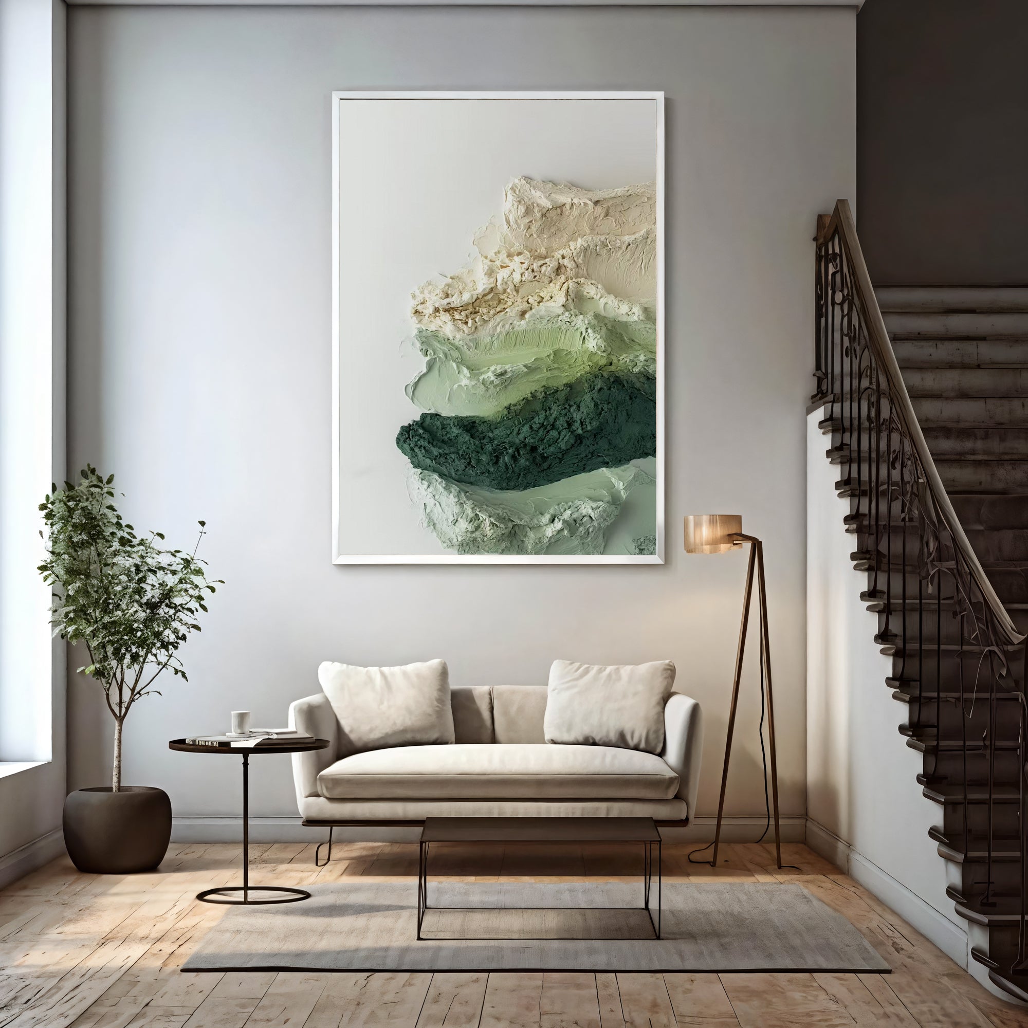 Textured Verdant Gradients | Ivory Crescents