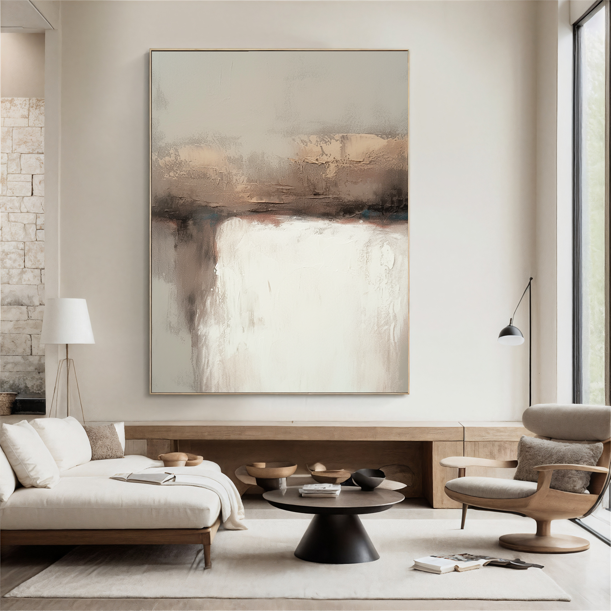 Textured Abstract Serenity | Beige White