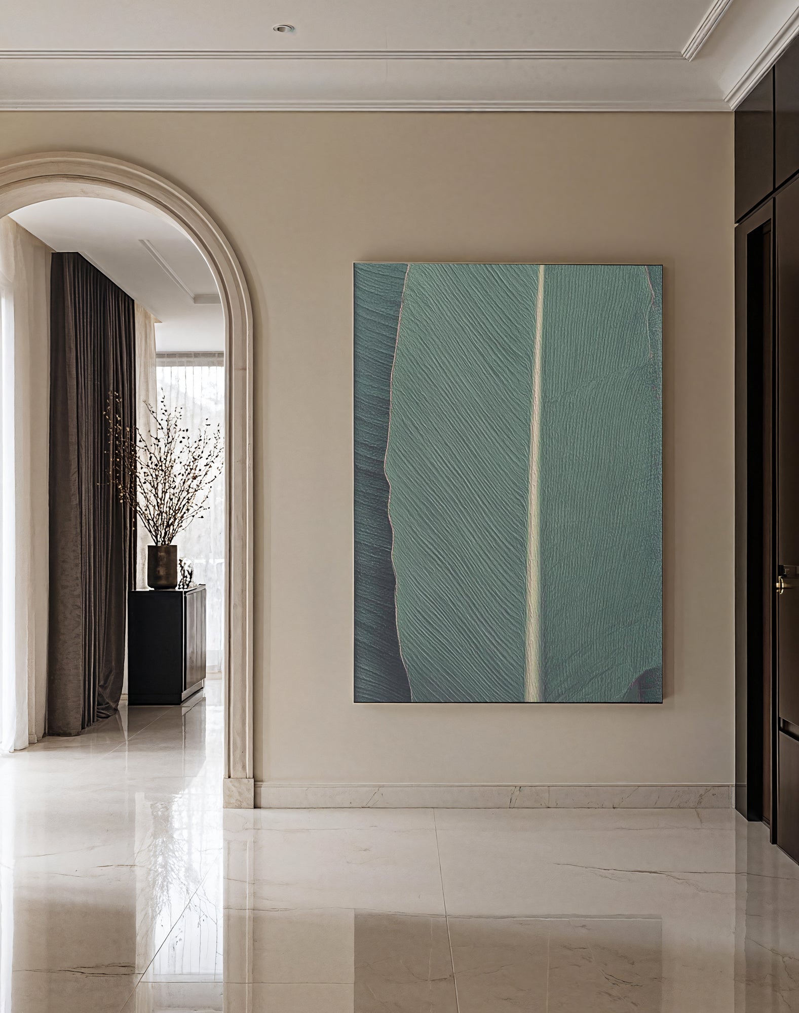 Textured Leaf Opulence | Teal Vein