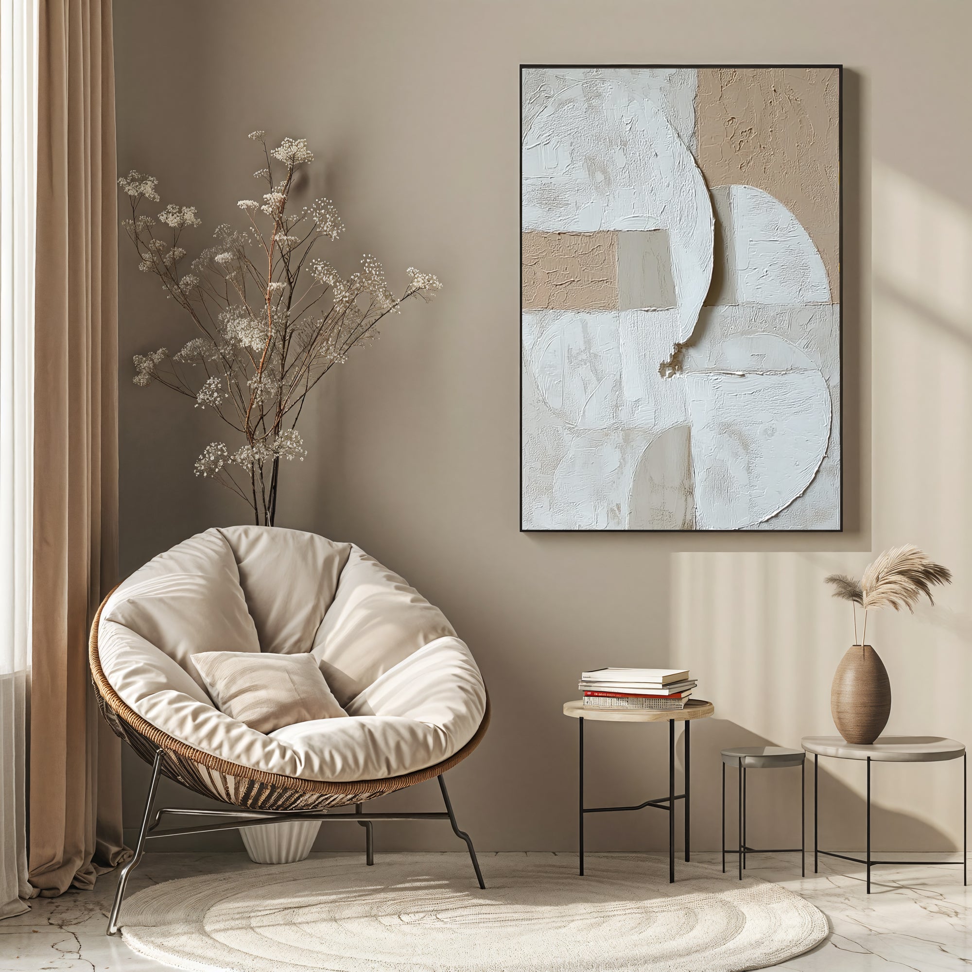 Textured Minimalist Opulence | Neutral Circle