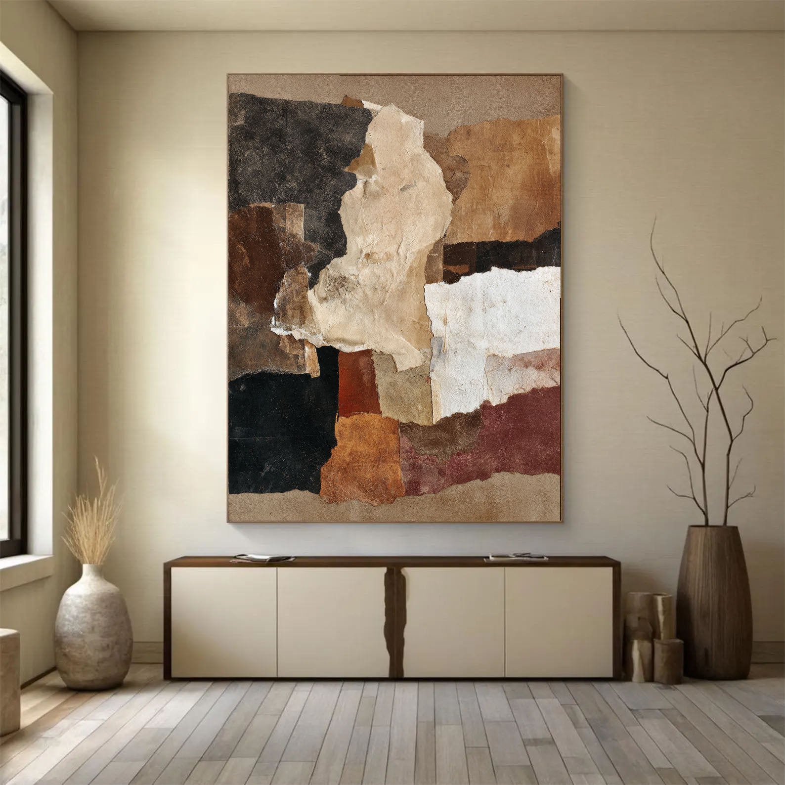 Earth Tones Collage Art | Organic Sophistication