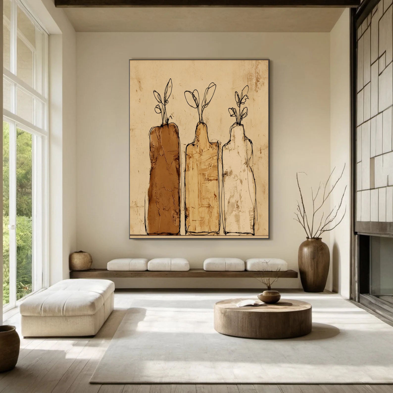 Textured Vase Trio | Warm Neutrals