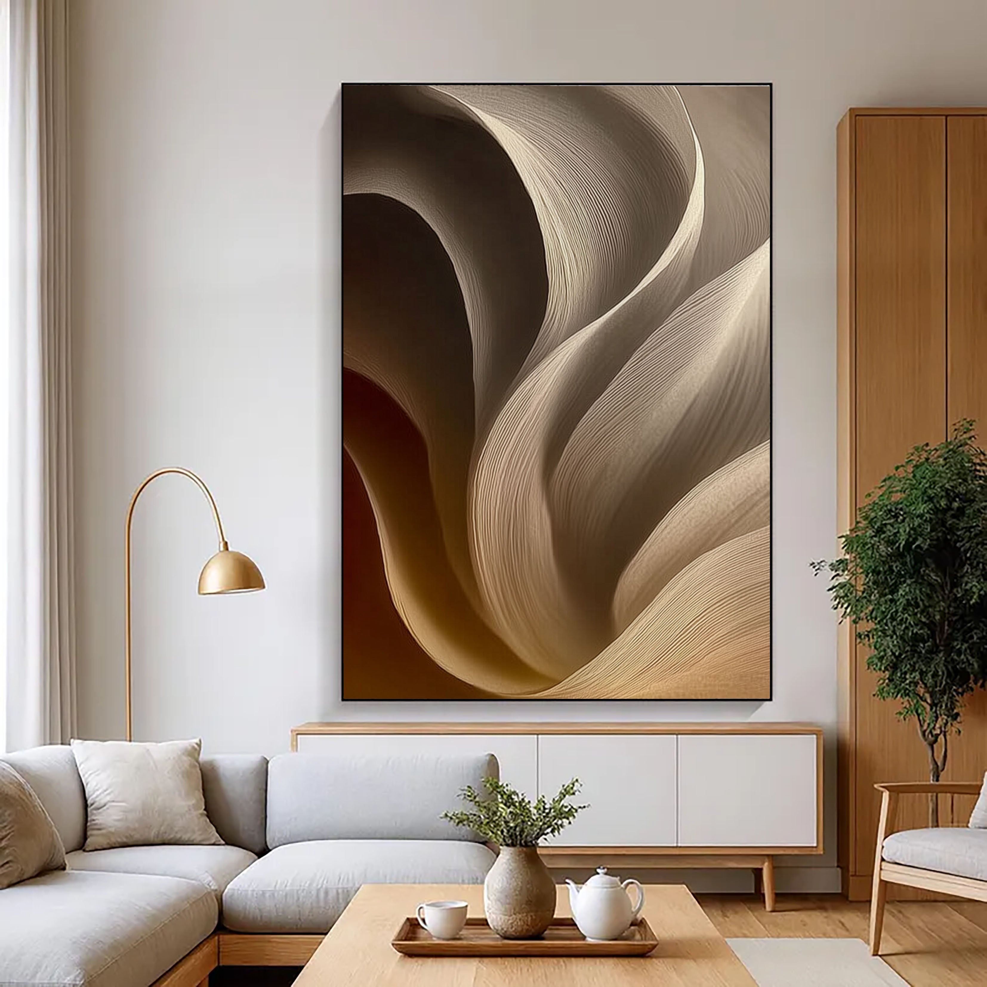 Textured Wave Contours | Sand Beige