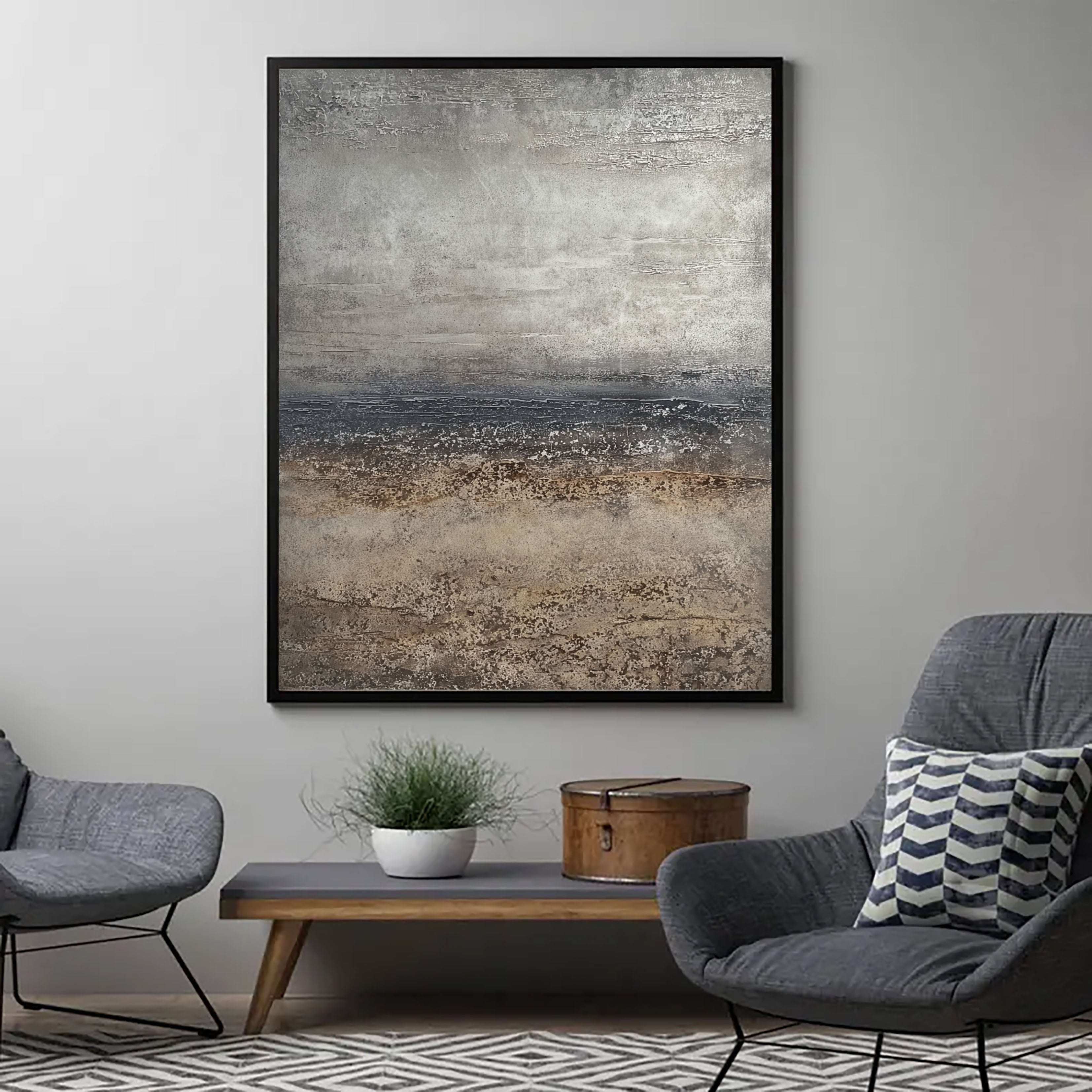 Textured Silver Horizon | Coastal Mist