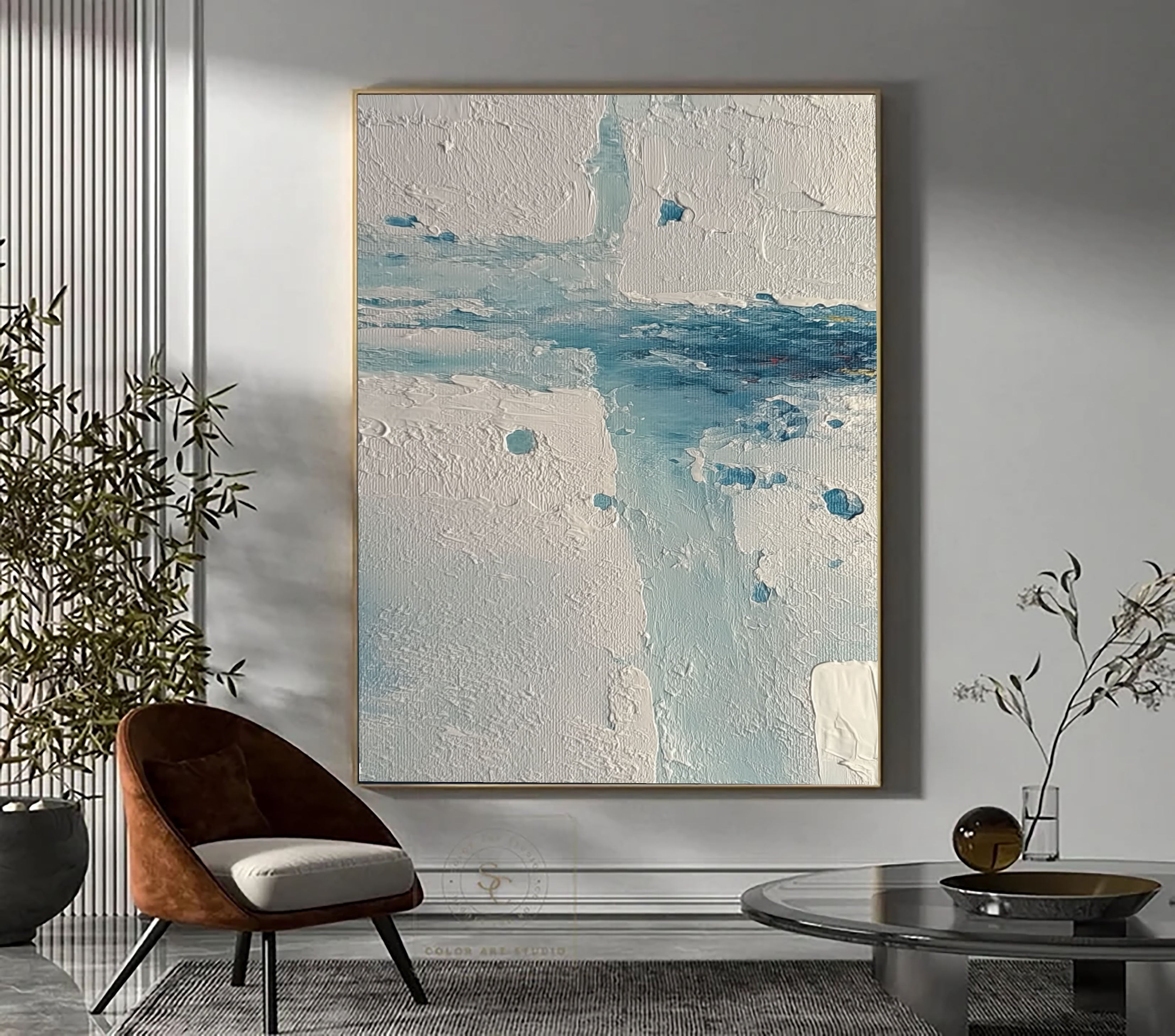Textured Coastal Impasto | Blue White