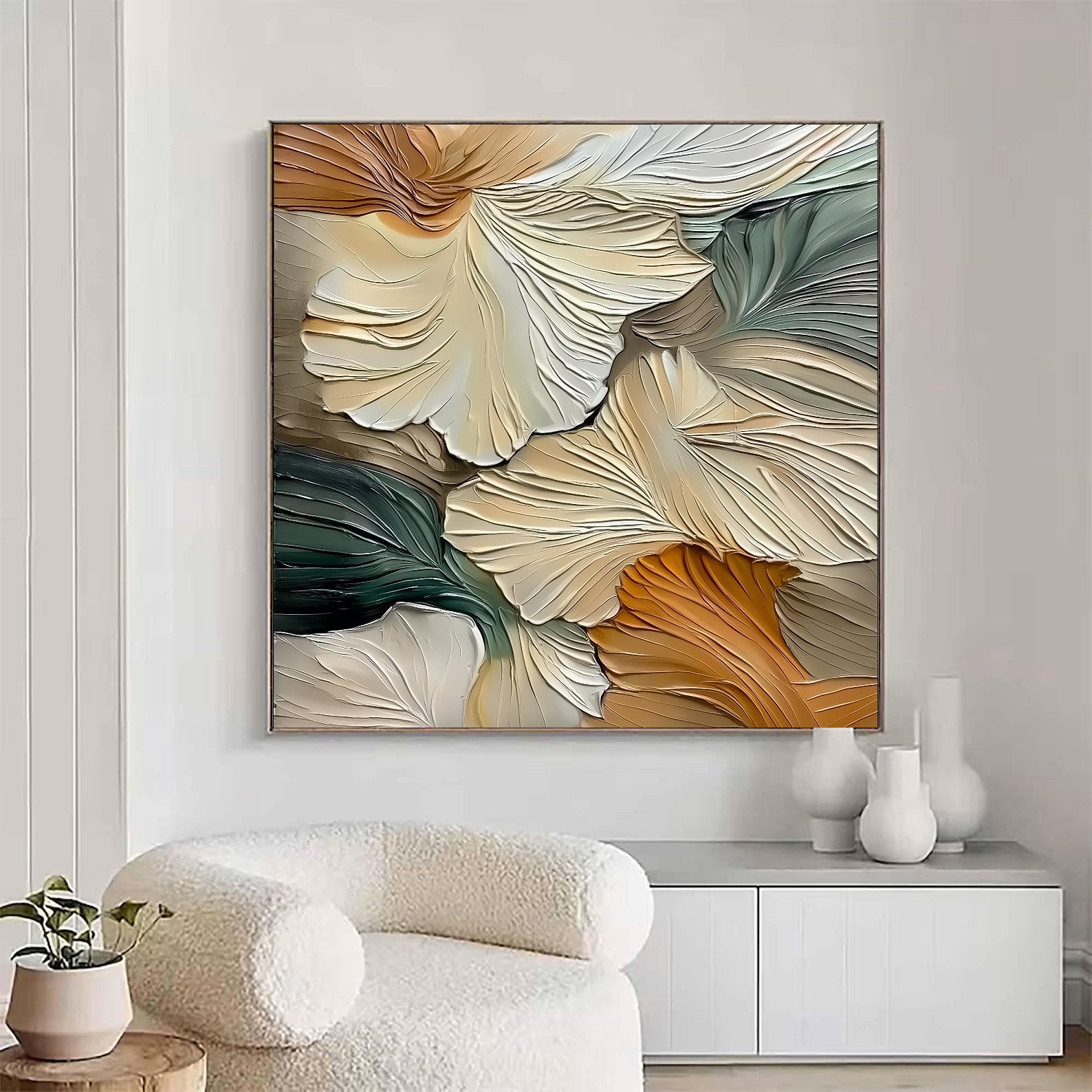 Strukturiertes Ginkgo-Gedeihen | Erdige Farbtöne