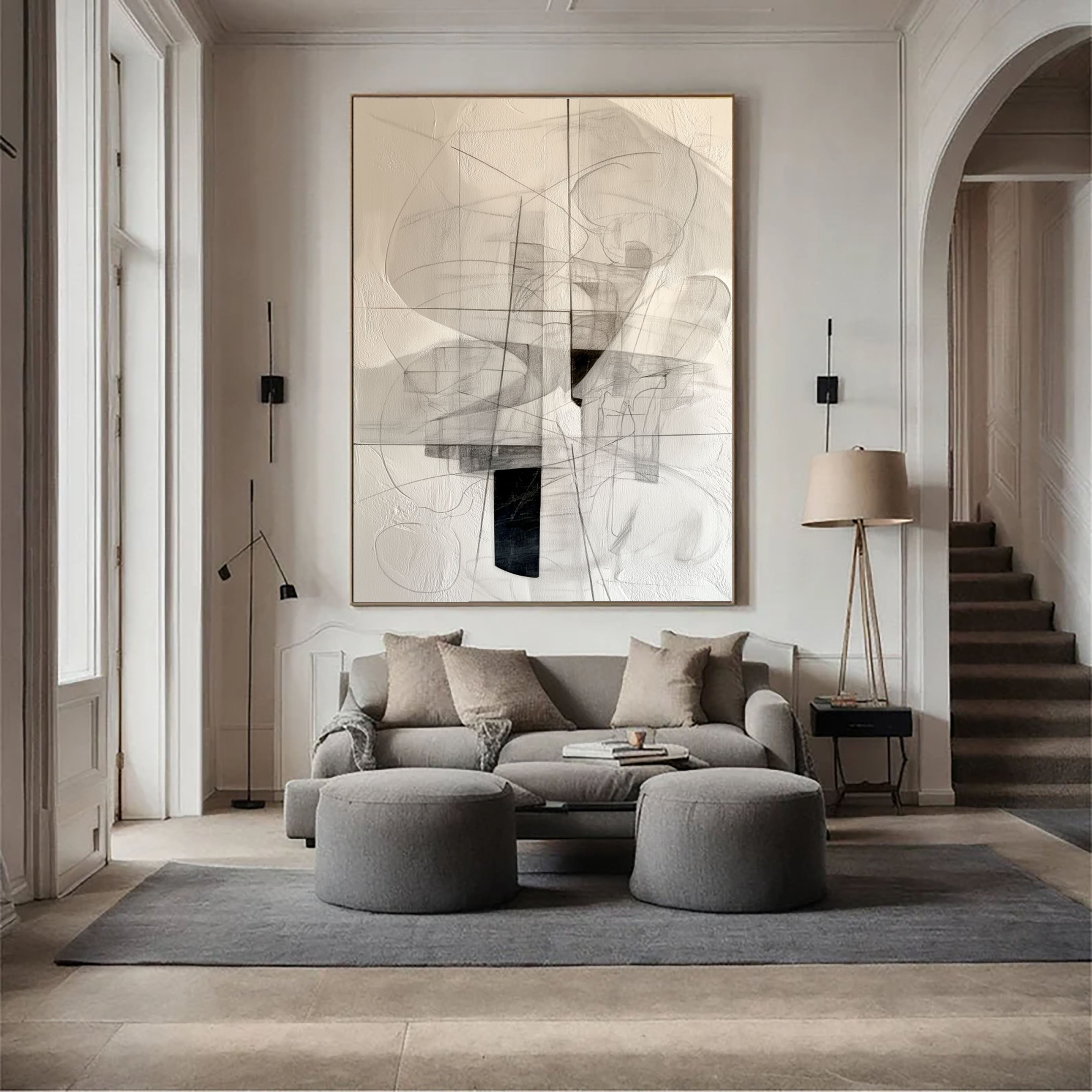 Textured Linear Abstract | Black White
