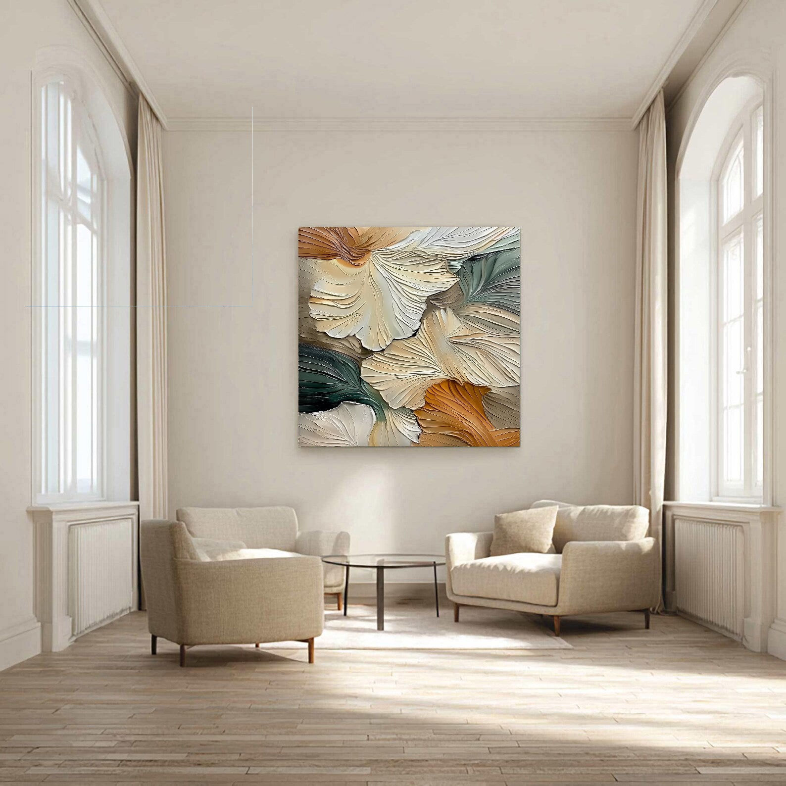 Strukturiertes Ginkgo-Gedeihen | Erdige Farbtöne