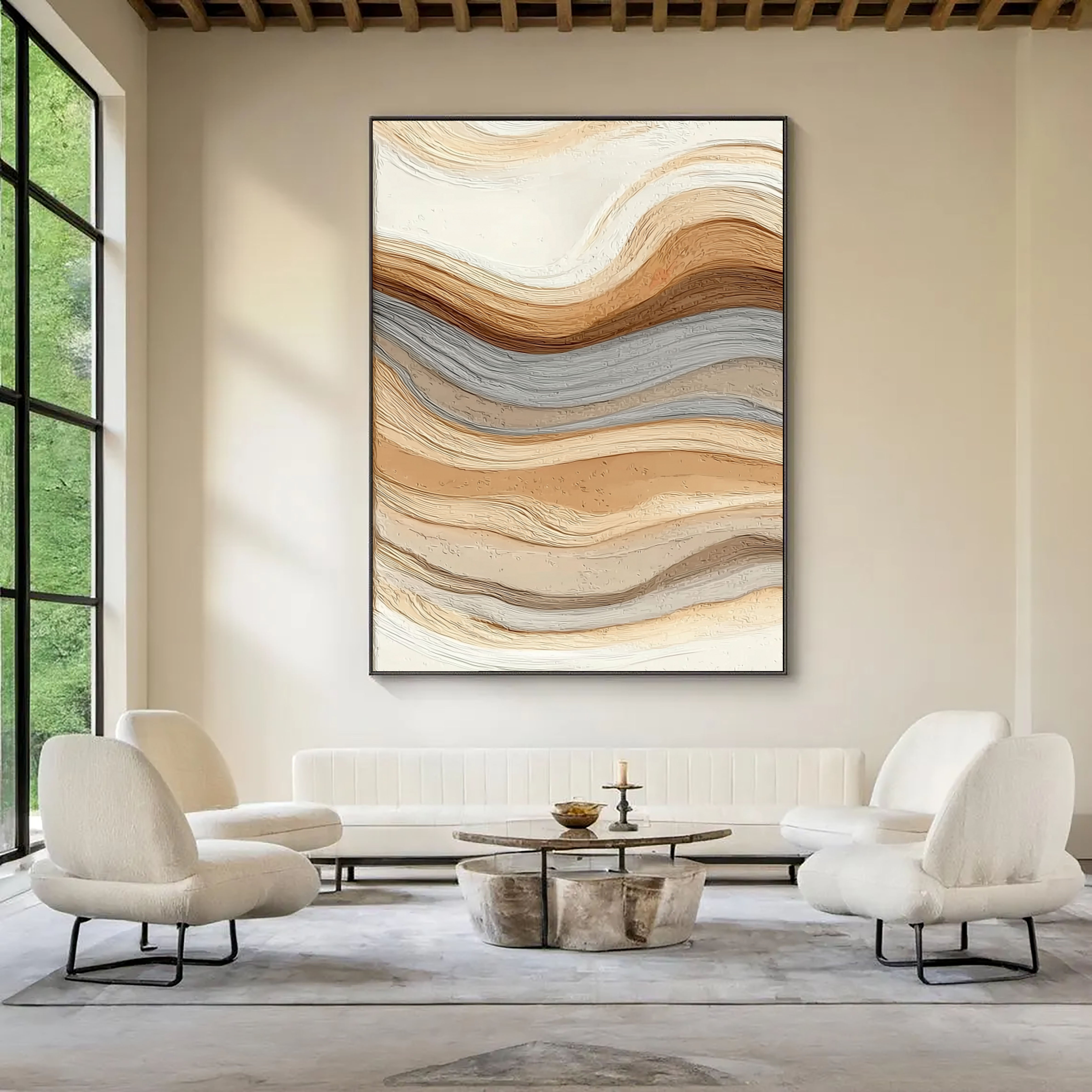 Strukturierte Erdtöne Wellen | Beige Fluss