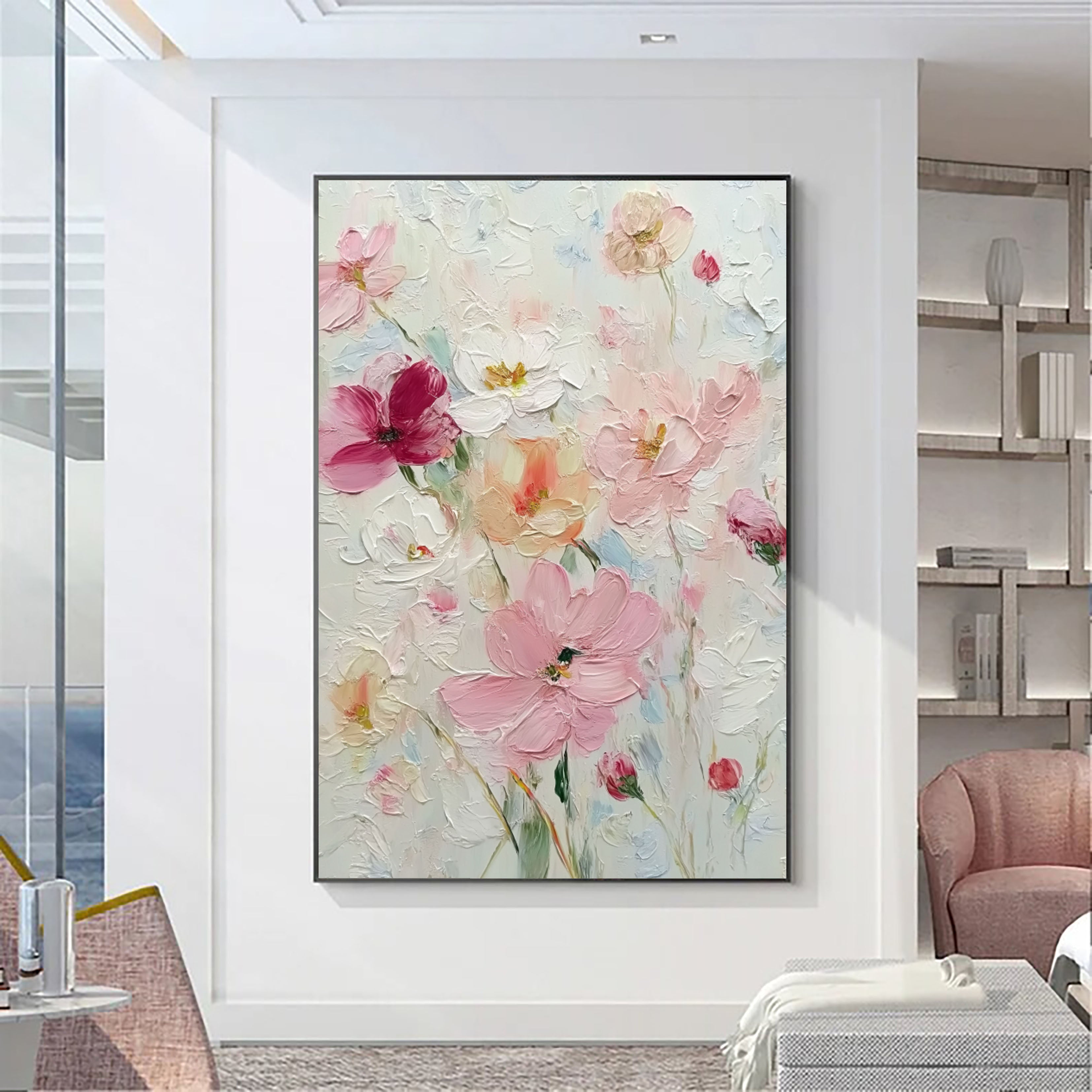 Textured Floral Garden | Soft Pink