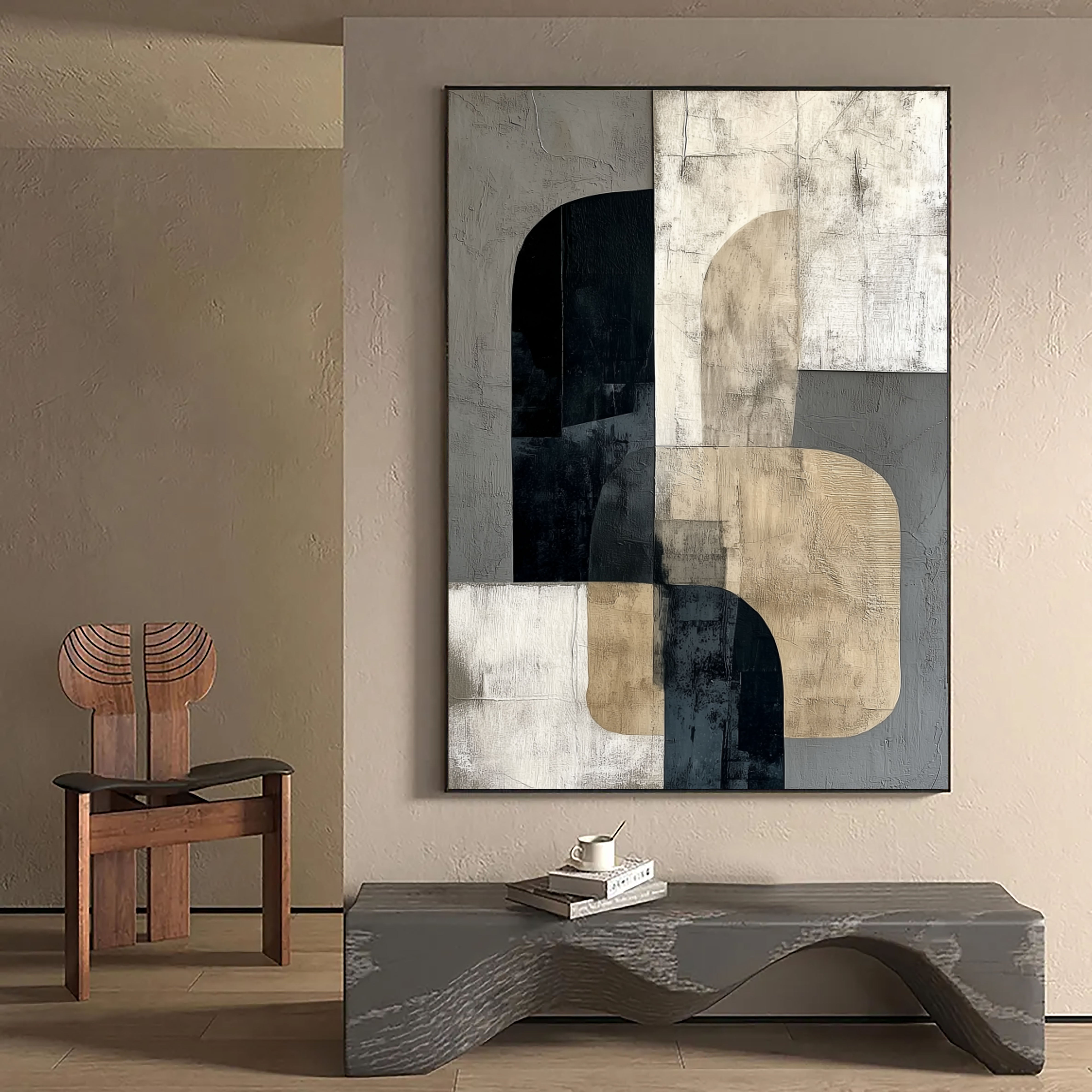 Textured Geometric Balance | Neutral Tones