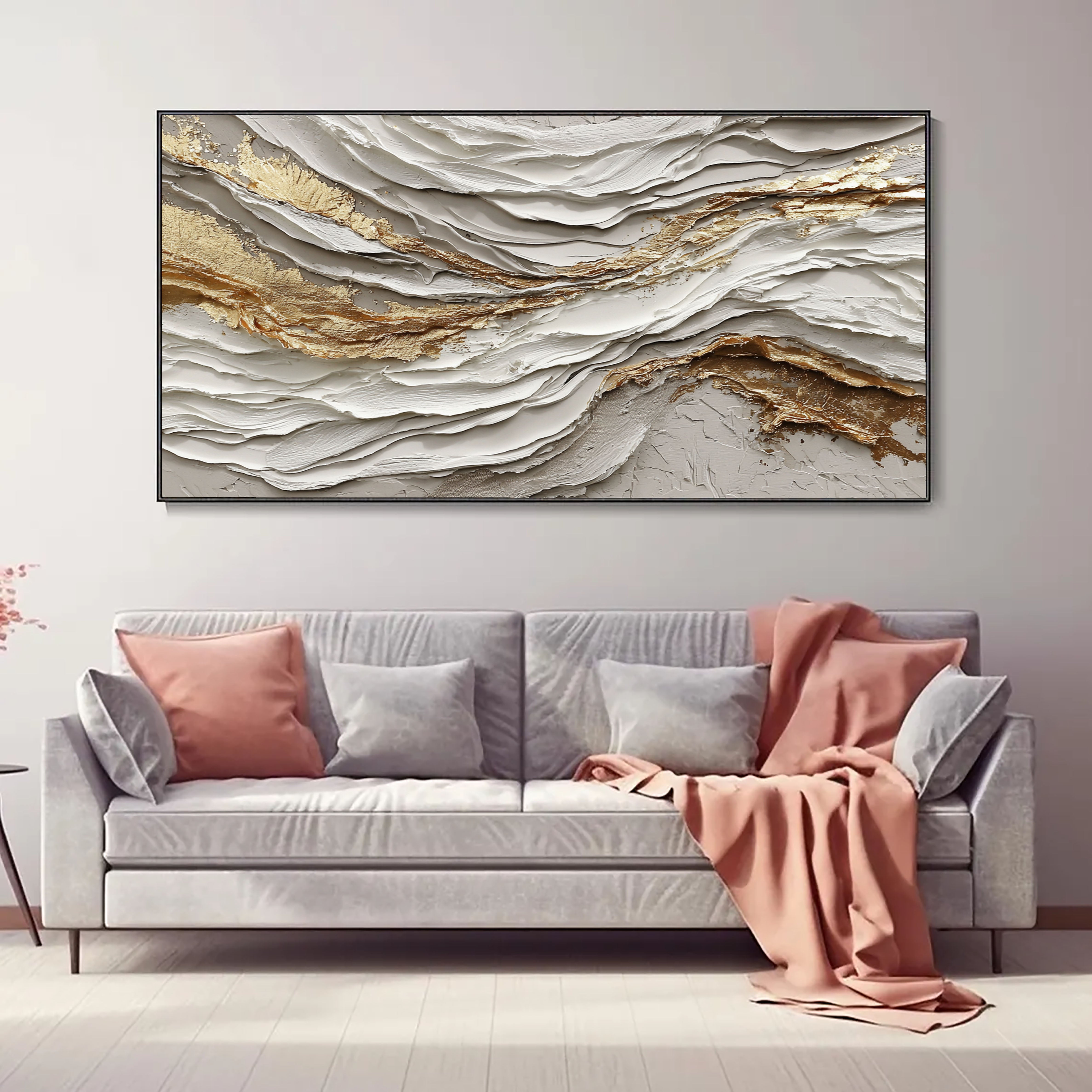 Textured Ivory Currents | Gilded Streaks