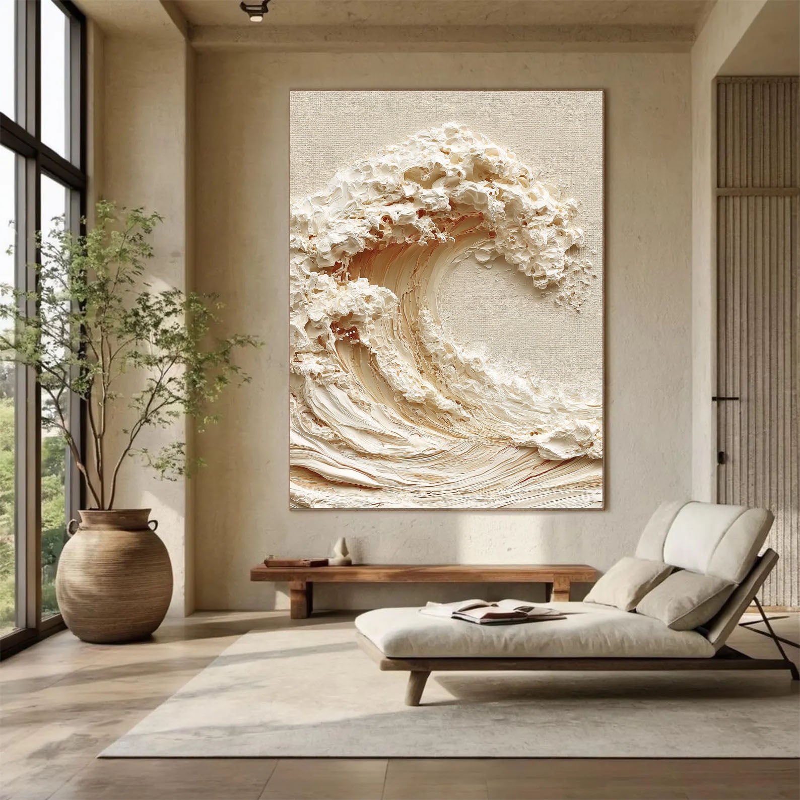 Textured Wave Splendor | Cream Crest